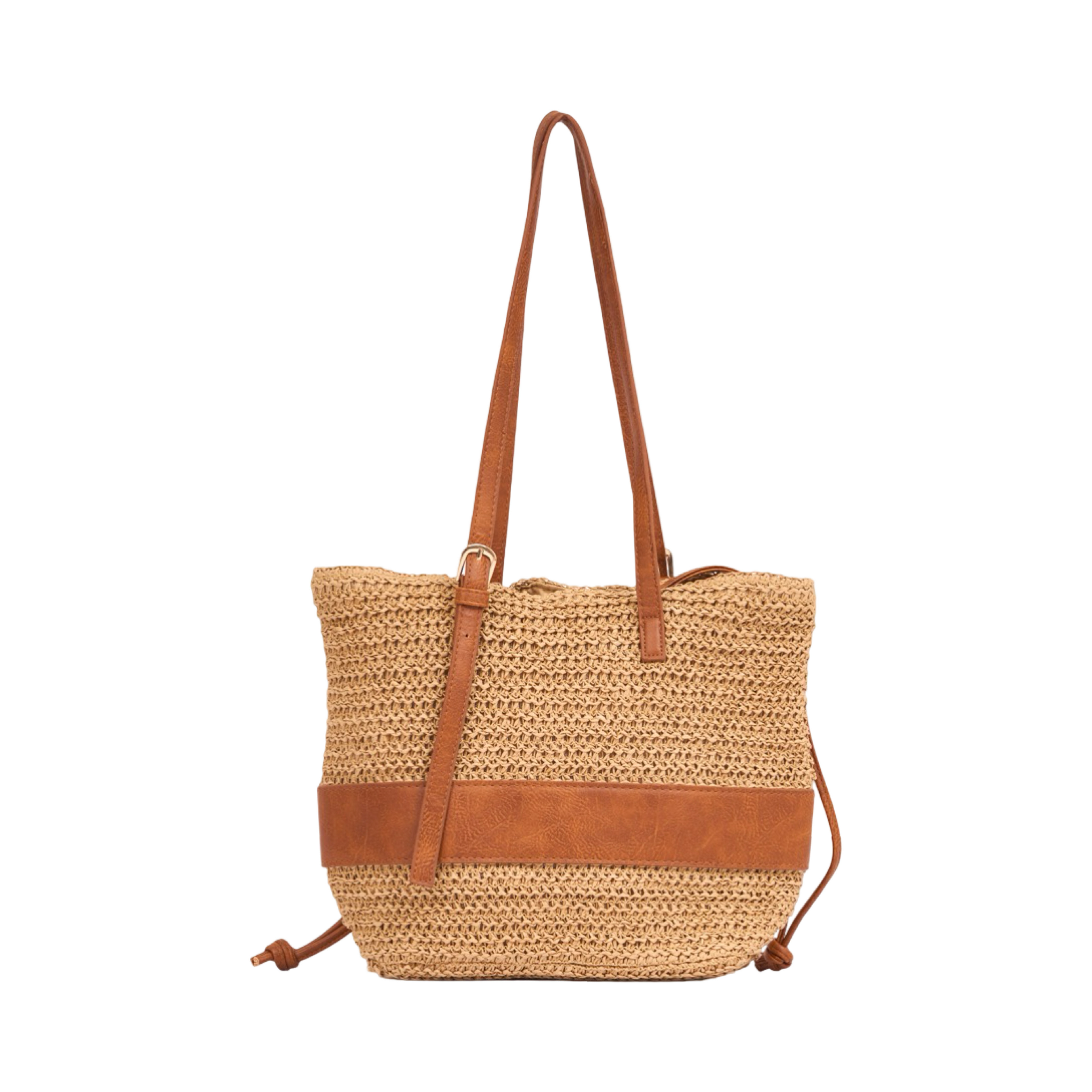 Everyday Earth – Drawstring Straw Tote – Brown