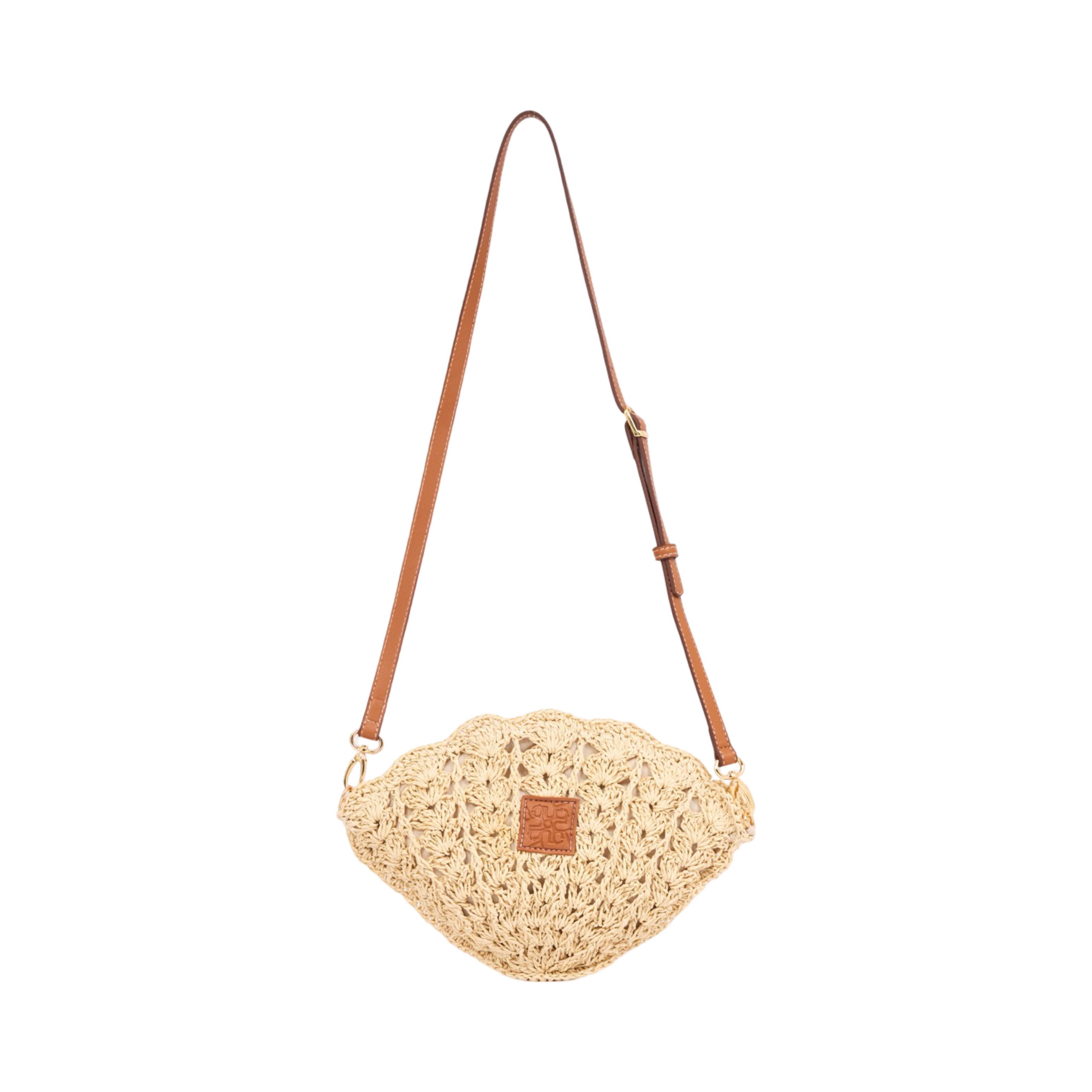 Everyday Earth – Straw Shell Crossbody Bag – Beige