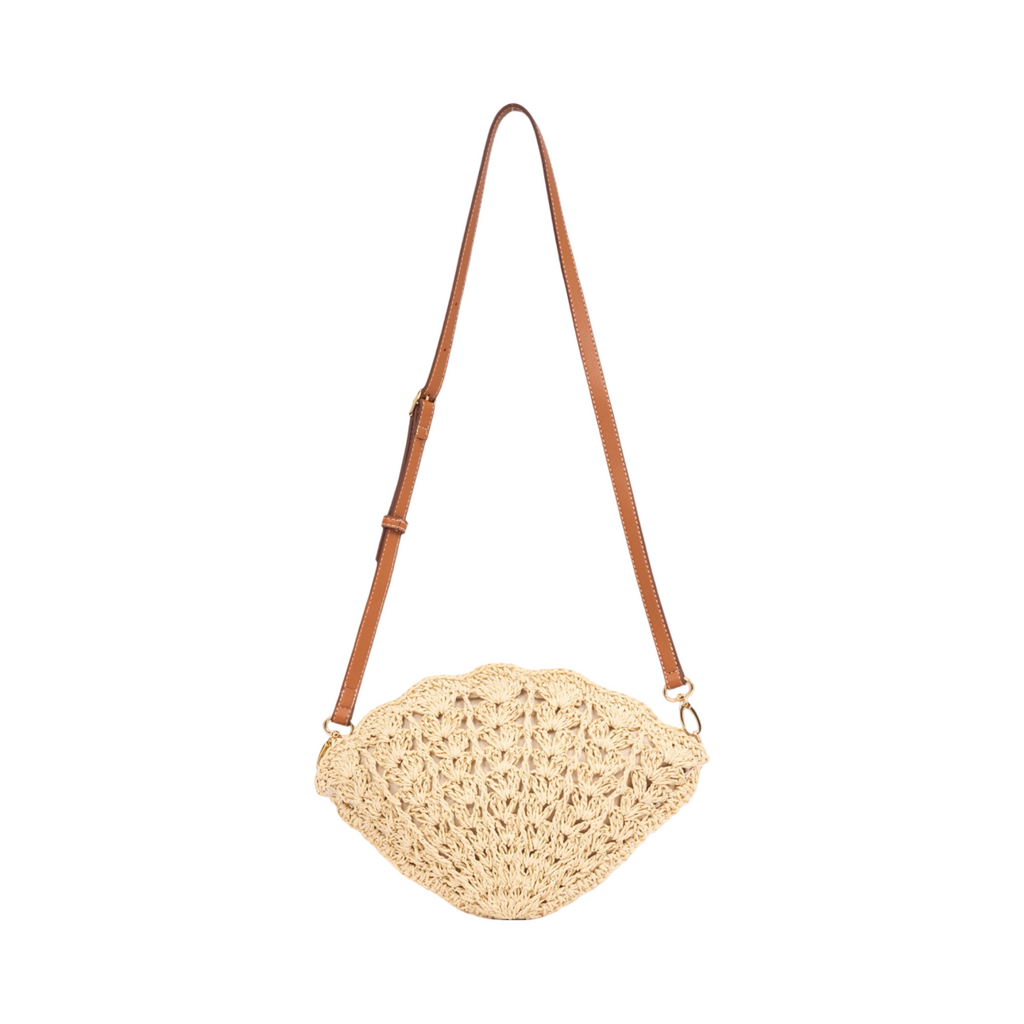 Everyday Earth – Straw Shell Crossbody Bag – Beige