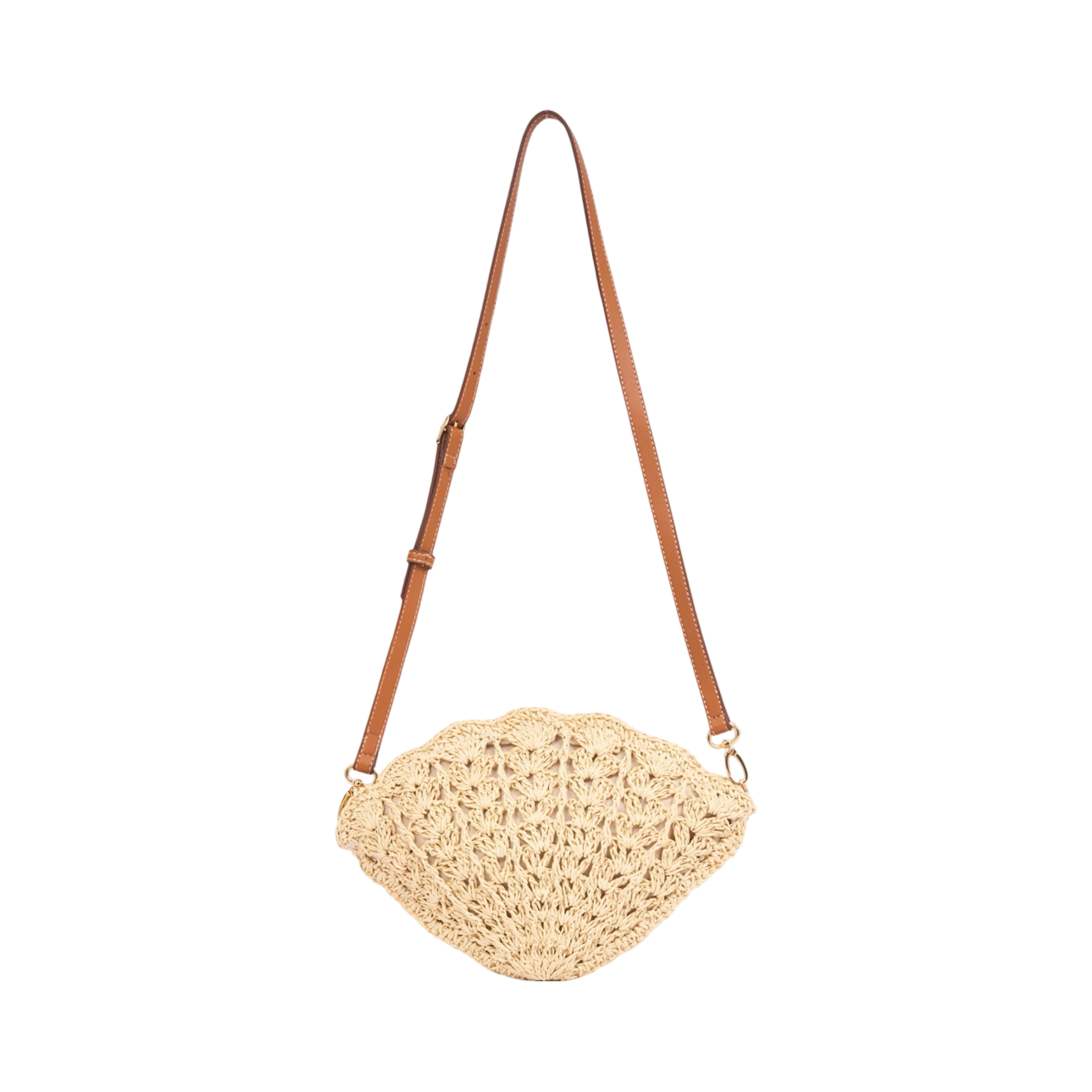 Everyday Earth – Straw Shell Crossbody Bag – Beige