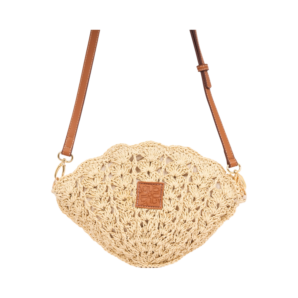 Everyday Earth – Straw Shell Crossbody Bag – Beige
