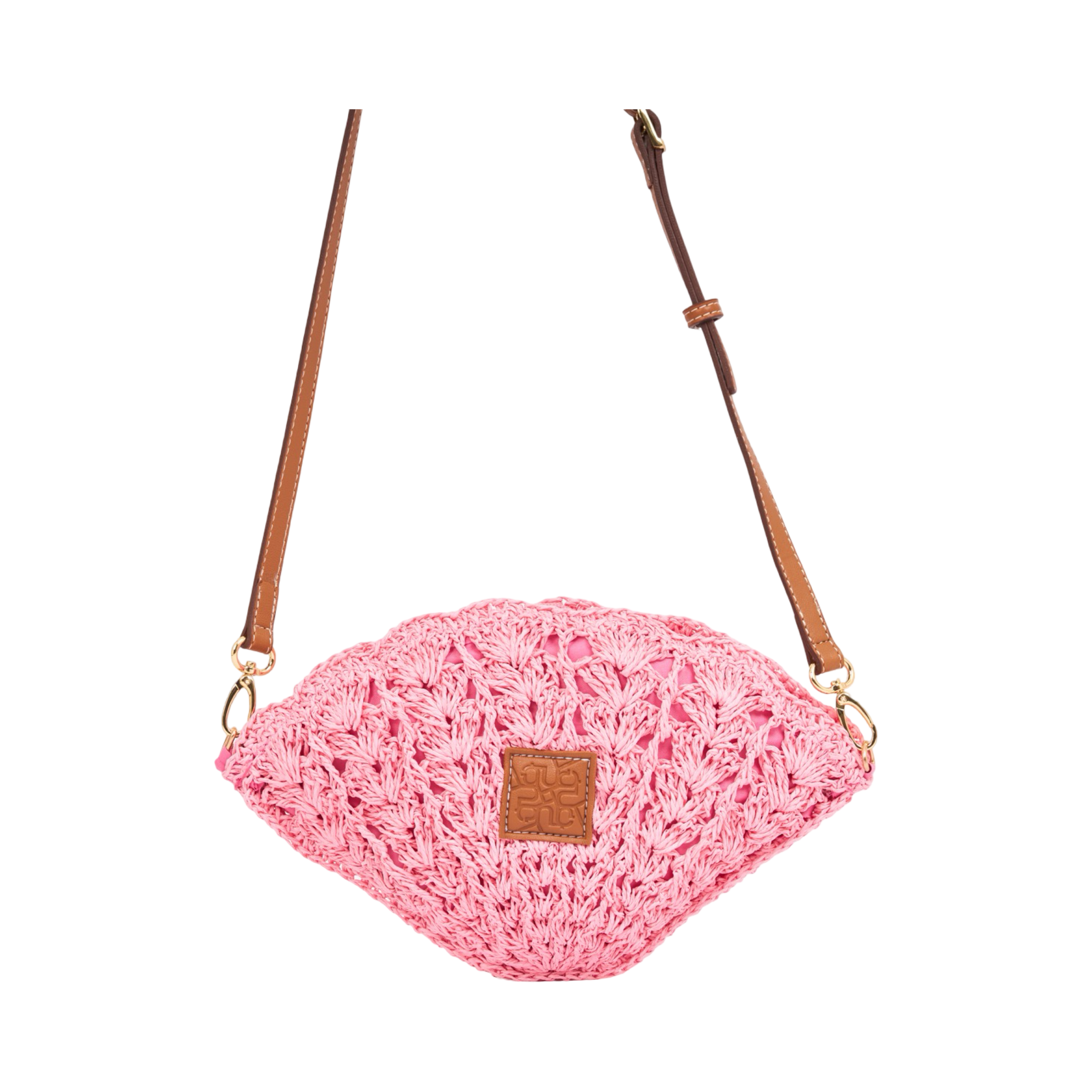 Everyday Earth – Straw Shell Crossbody Bag – Pink