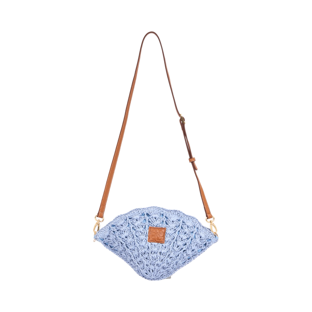 Everyday Earth – Straw Shell Crossbody Bag – Blue