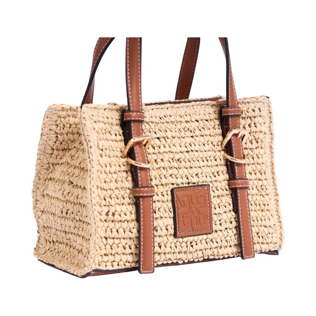 Artisan Vovage – Straw Mini Satchel Bag – Brown