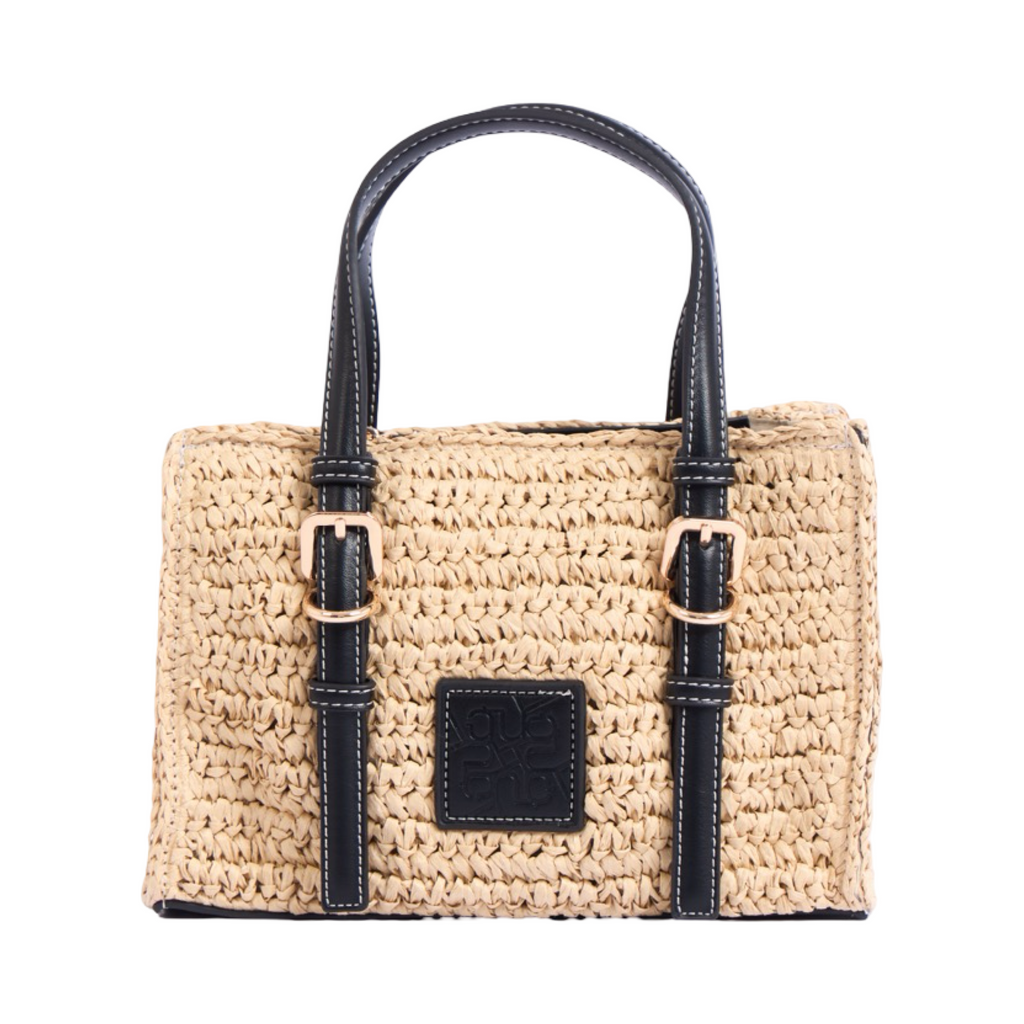 Artisan Vovage – Straw Mini Satchel Bag – Black