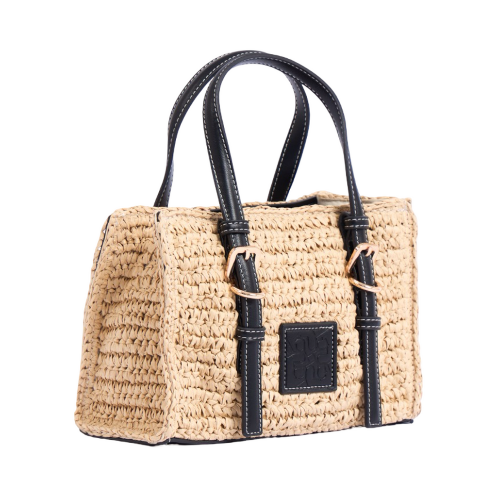 Artisan Vovage – Straw Mini Satchel Bag – Black