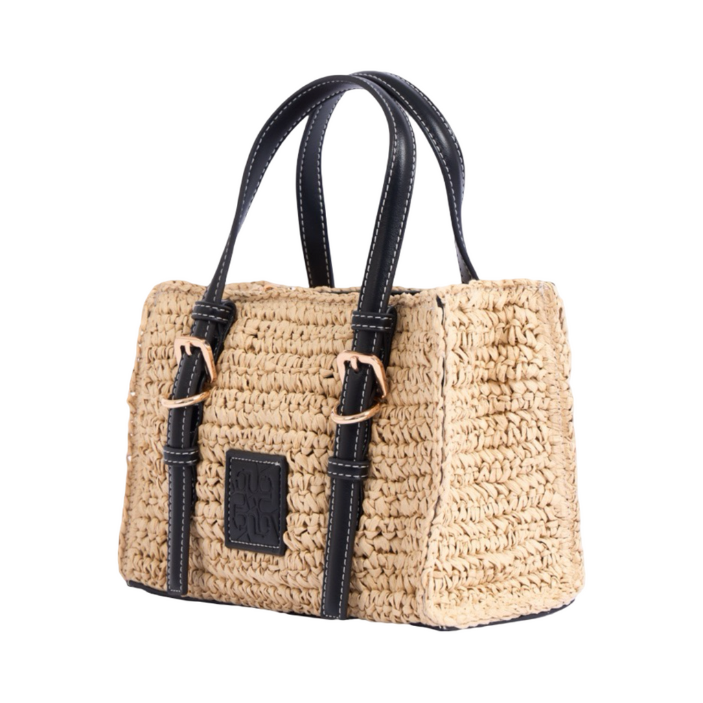 Artisan Vovage – Straw Mini Satchel Bag – Black