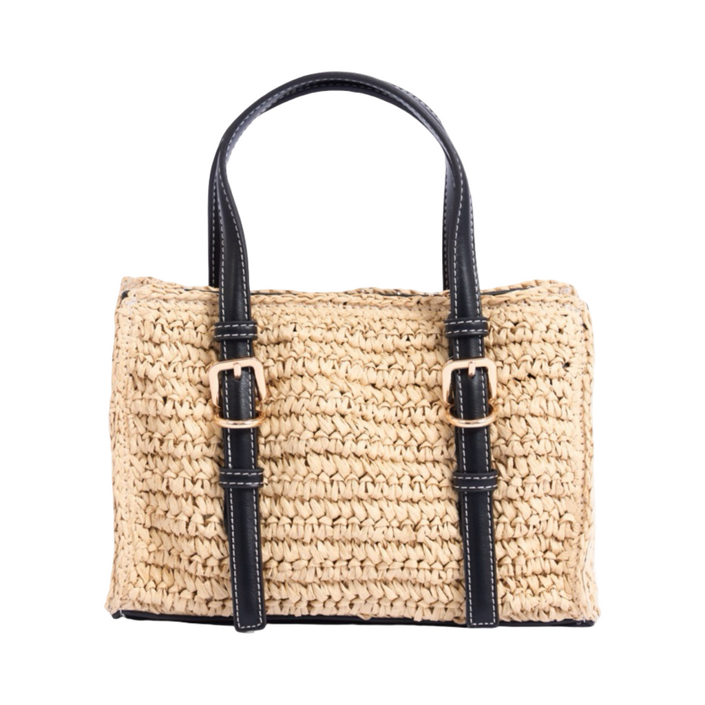 Artisan Vovage – Straw Mini Satchel Bag – Black