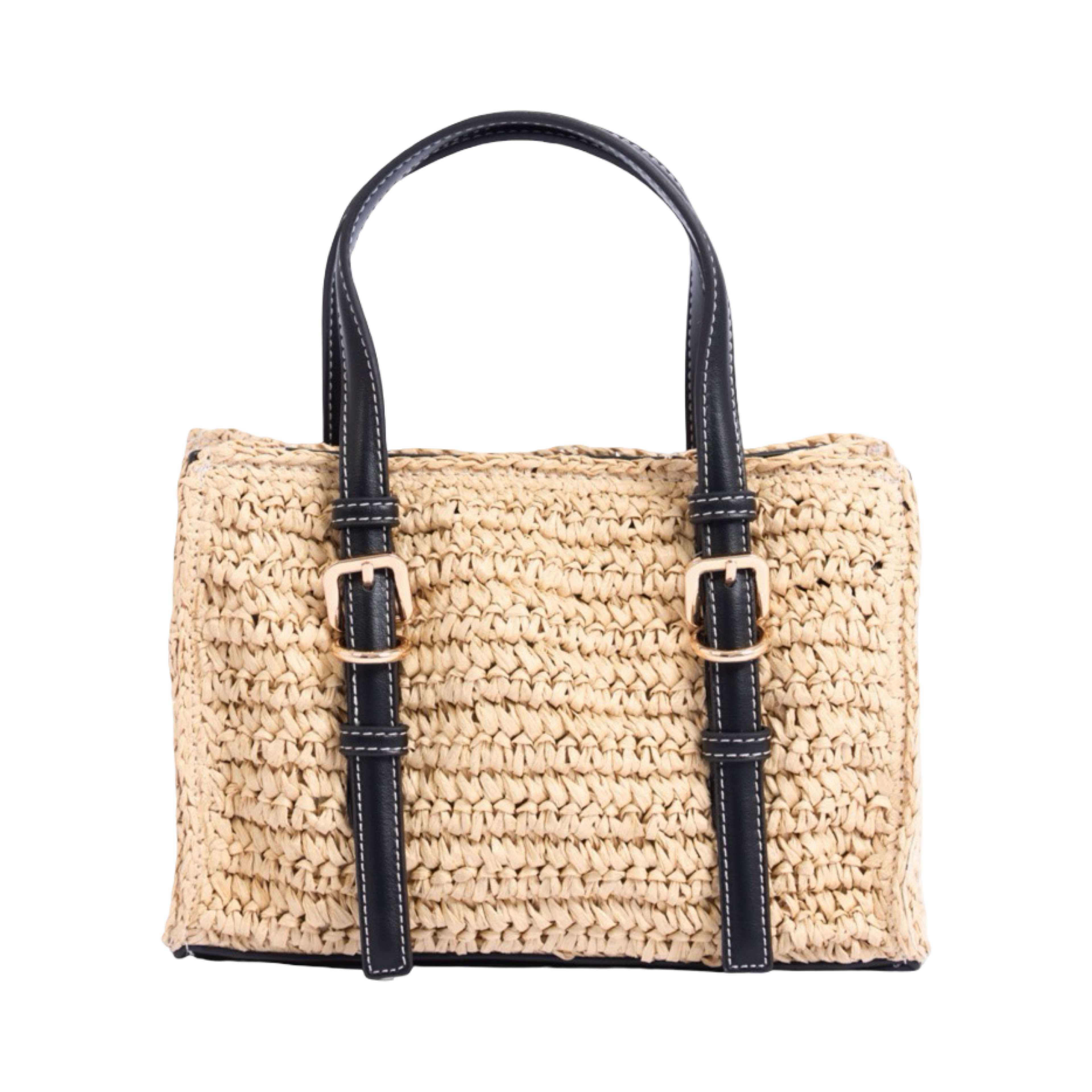 Artisan Vovage – Straw Mini Satchel Bag – Black