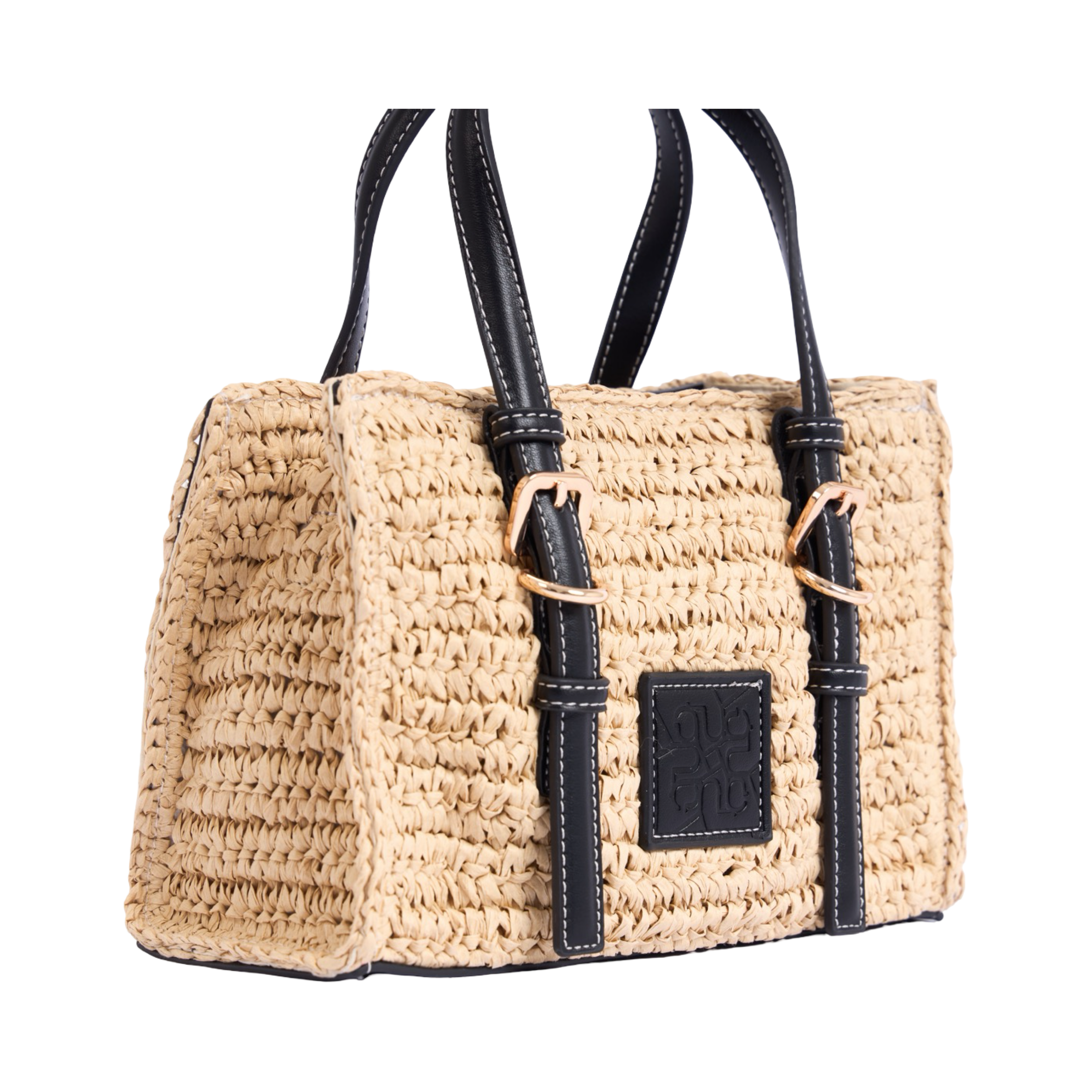 Artisan Vovage – Straw Mini Satchel Bag – Black