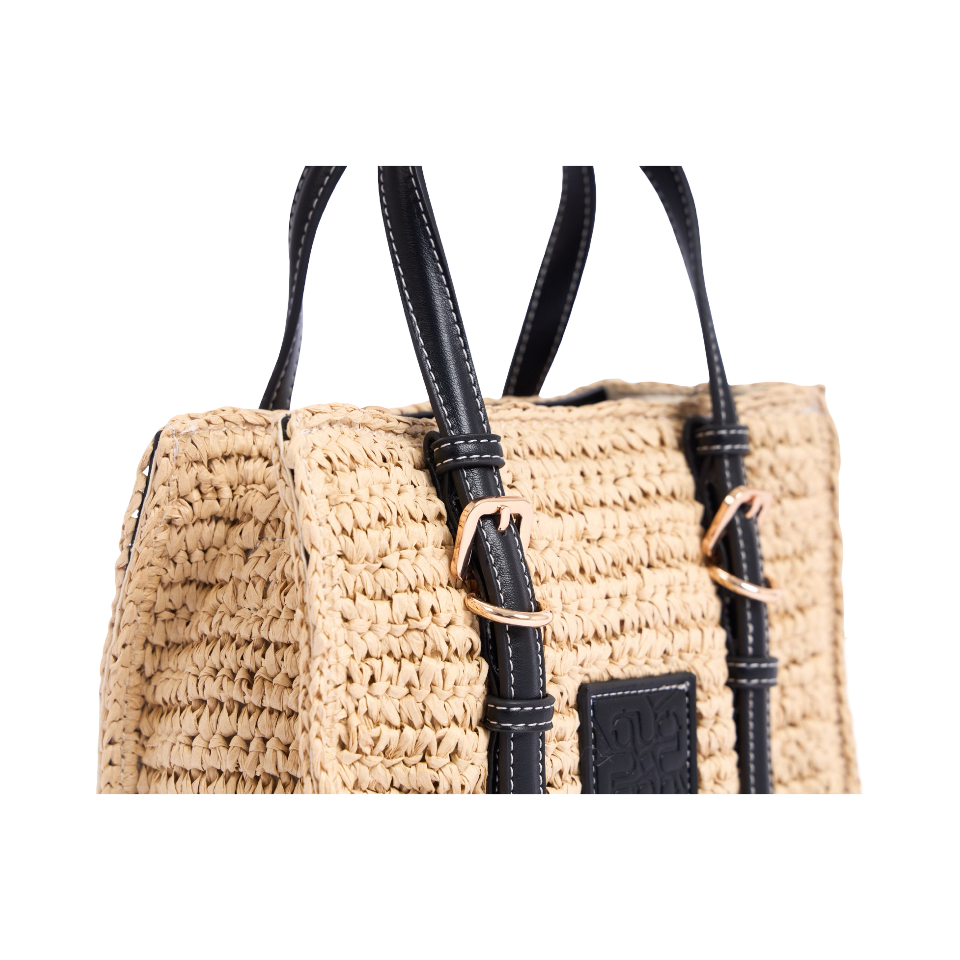 Artisan Vovage – Straw Mini Satchel Bag – Black