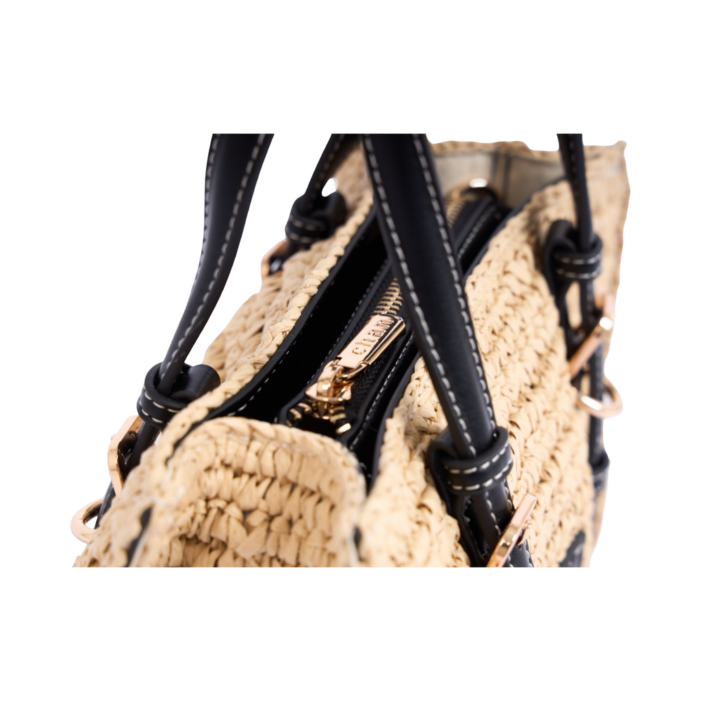 Artisan Vovage – Straw Mini Satchel Bag – Black