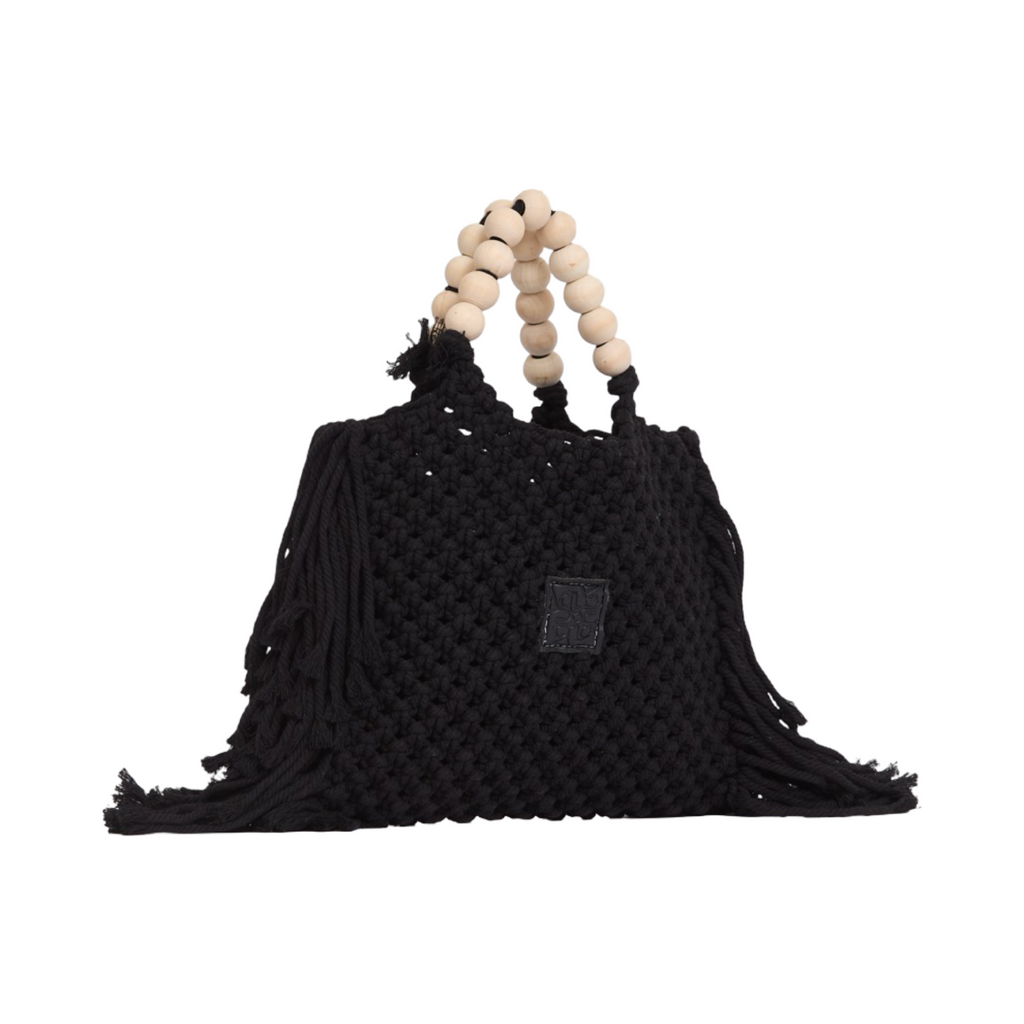 Everyday Earth – Fringe Macrame Handbag – Black