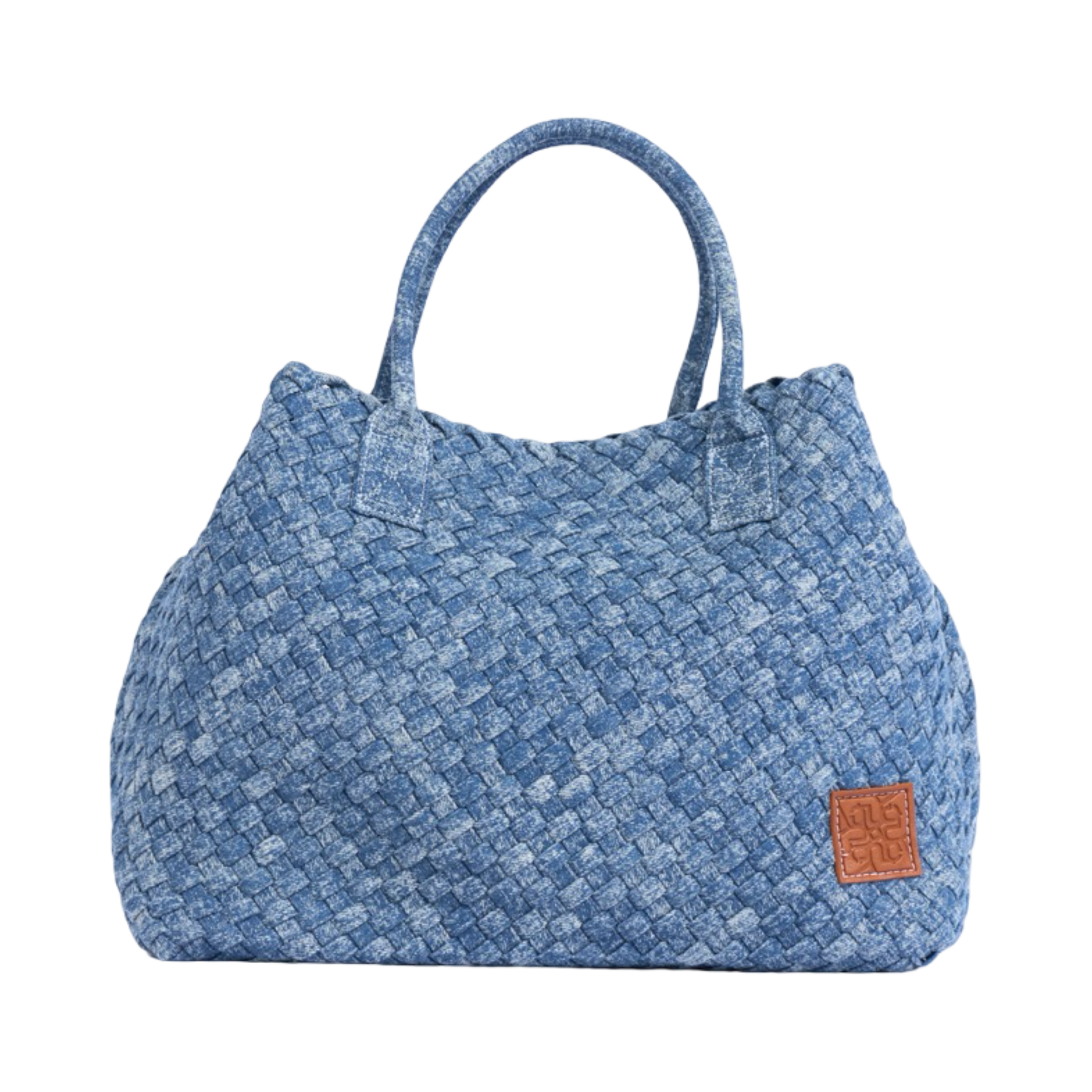 Midnight Weave – Woven Denim Oversized Tote Bag – Washed