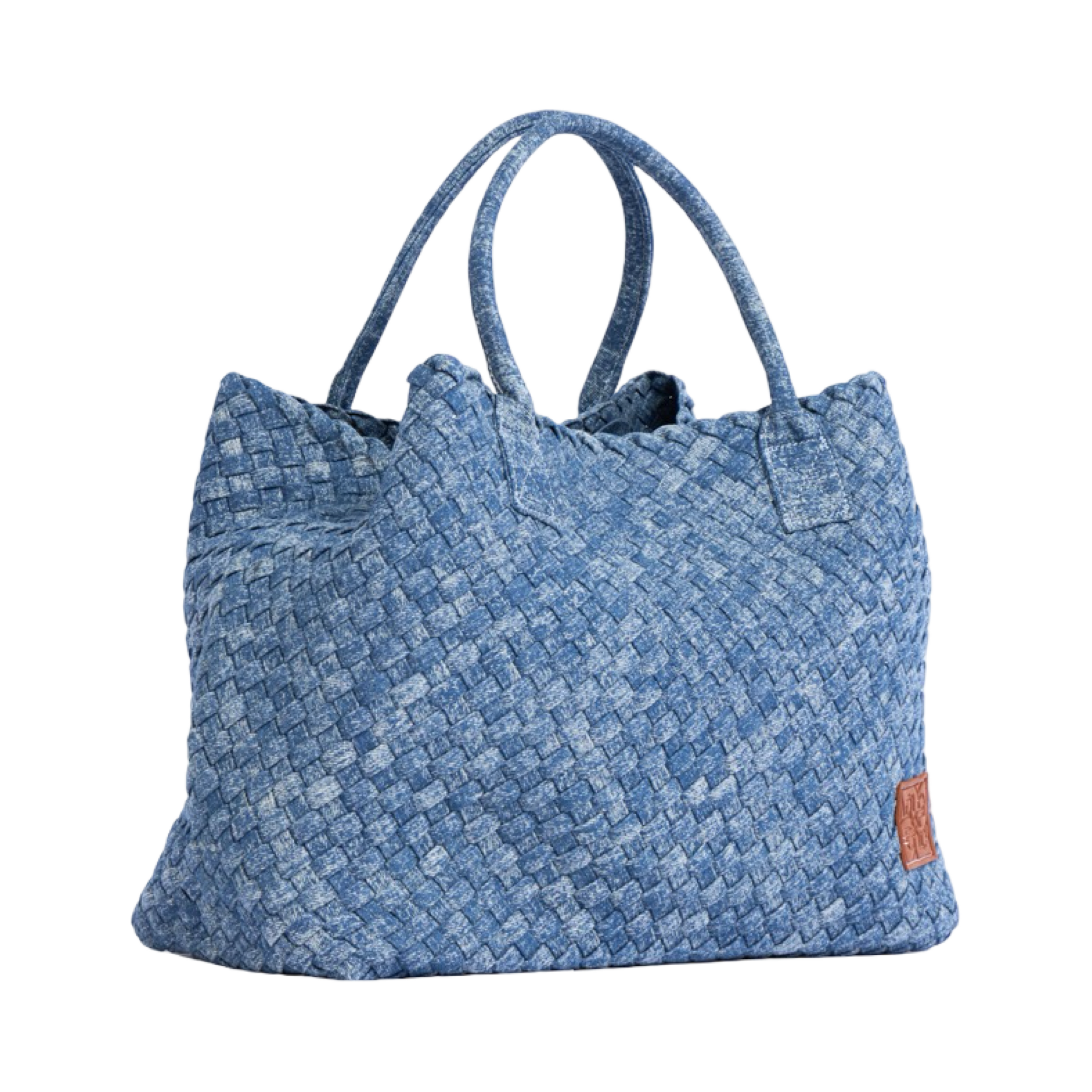 Midnight Weave – Woven Denim Oversized Tote Bag – Washed