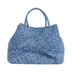 Signature Weave – Denim Oversized Tote Bag – Washed