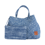 Signature Weave – Denim Oversized Tote Bag – Washed
