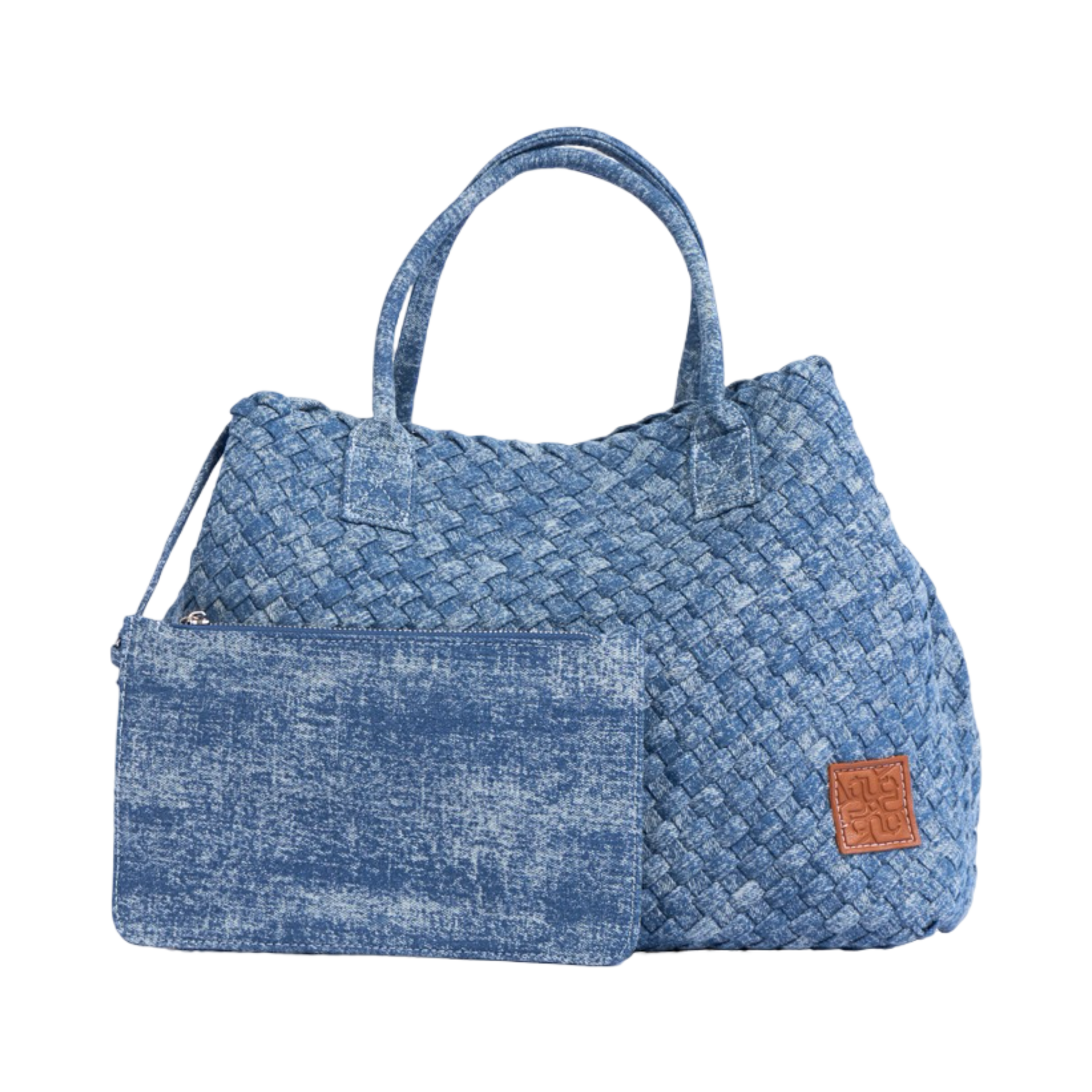 Midnight Weave – Woven Denim Oversized Tote Bag – Washed