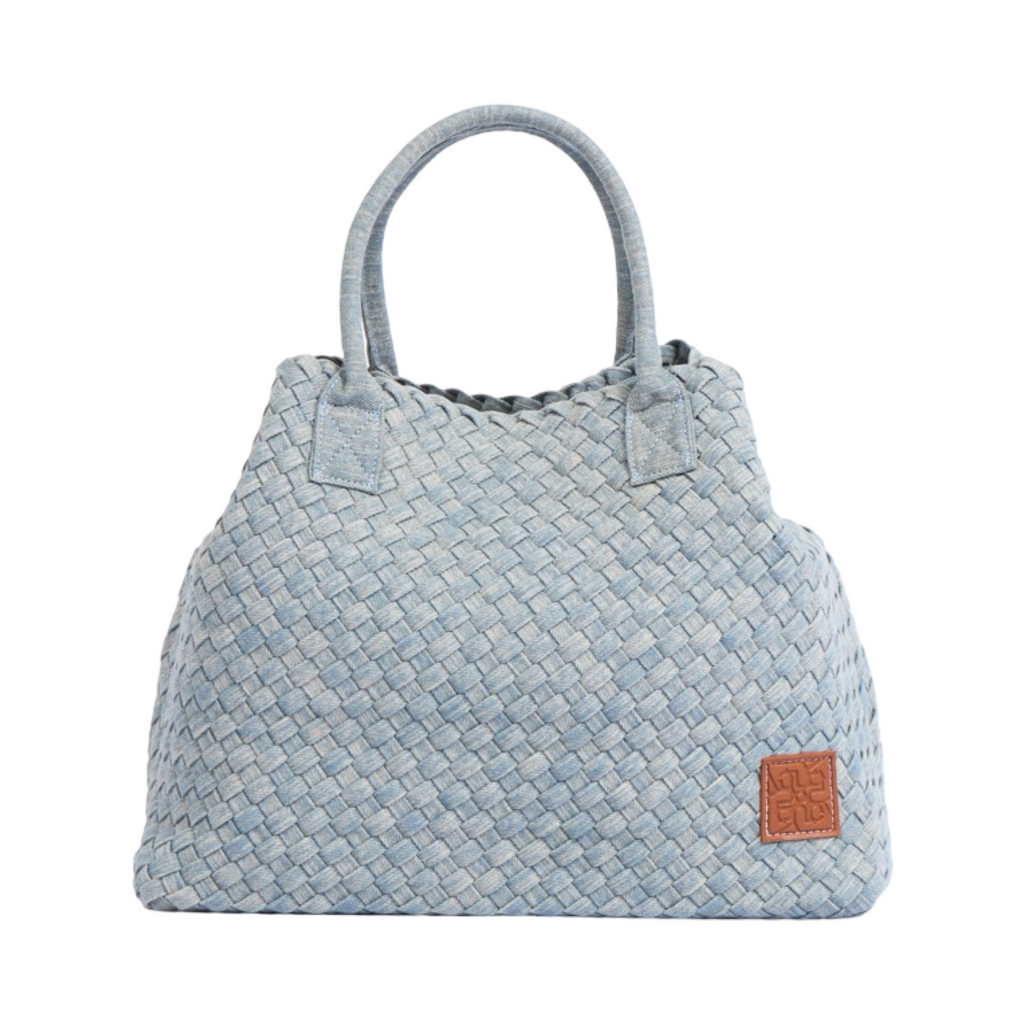 Midnight Weave – Woven Denim Oversized Tote Bag – Light