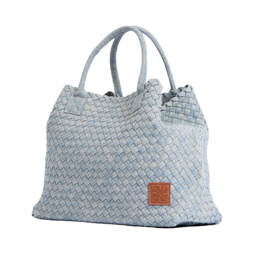Midnight Weave – Woven Denim Oversized Tote Bag – Light