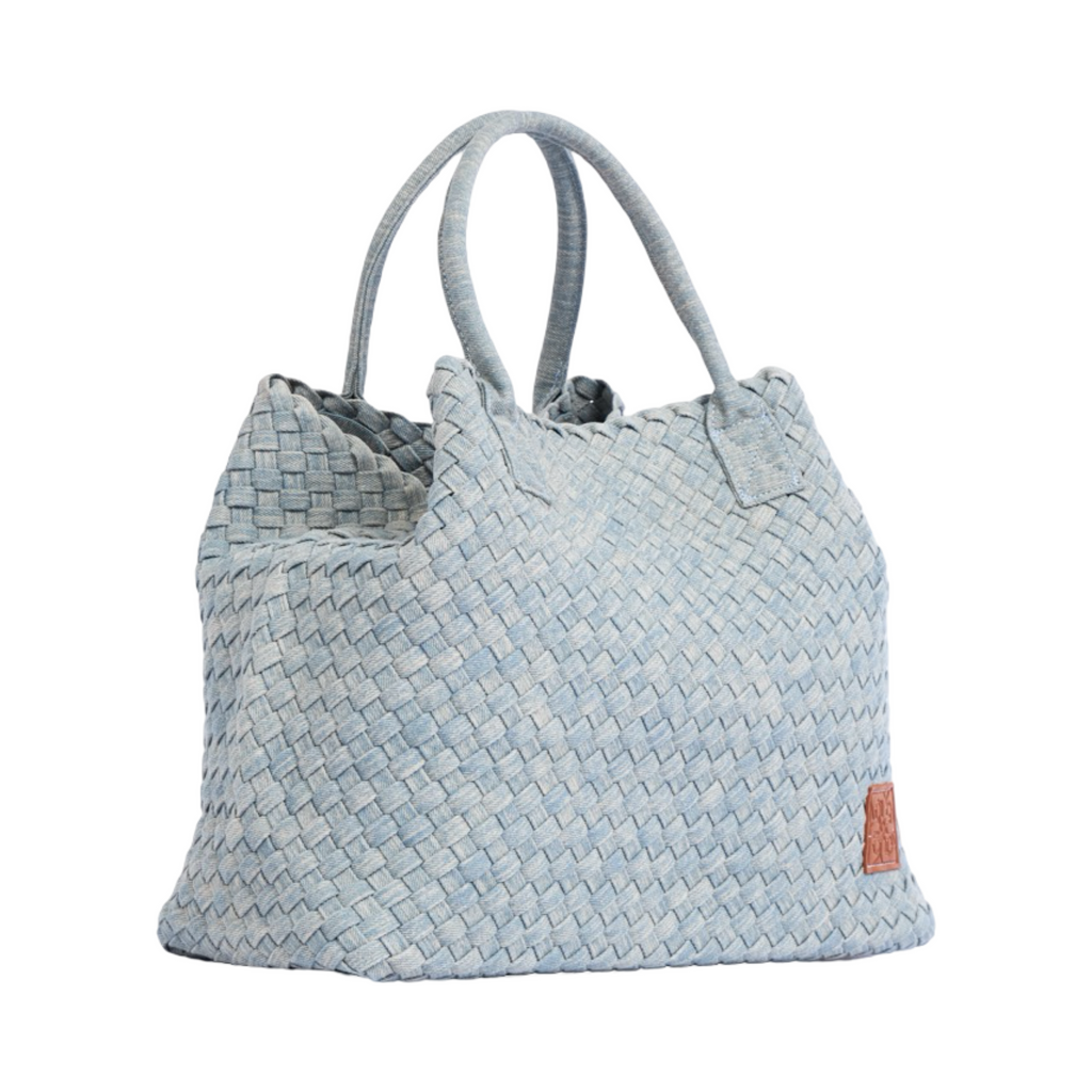Midnight Weave – Woven Denim Oversized Tote Bag – Light