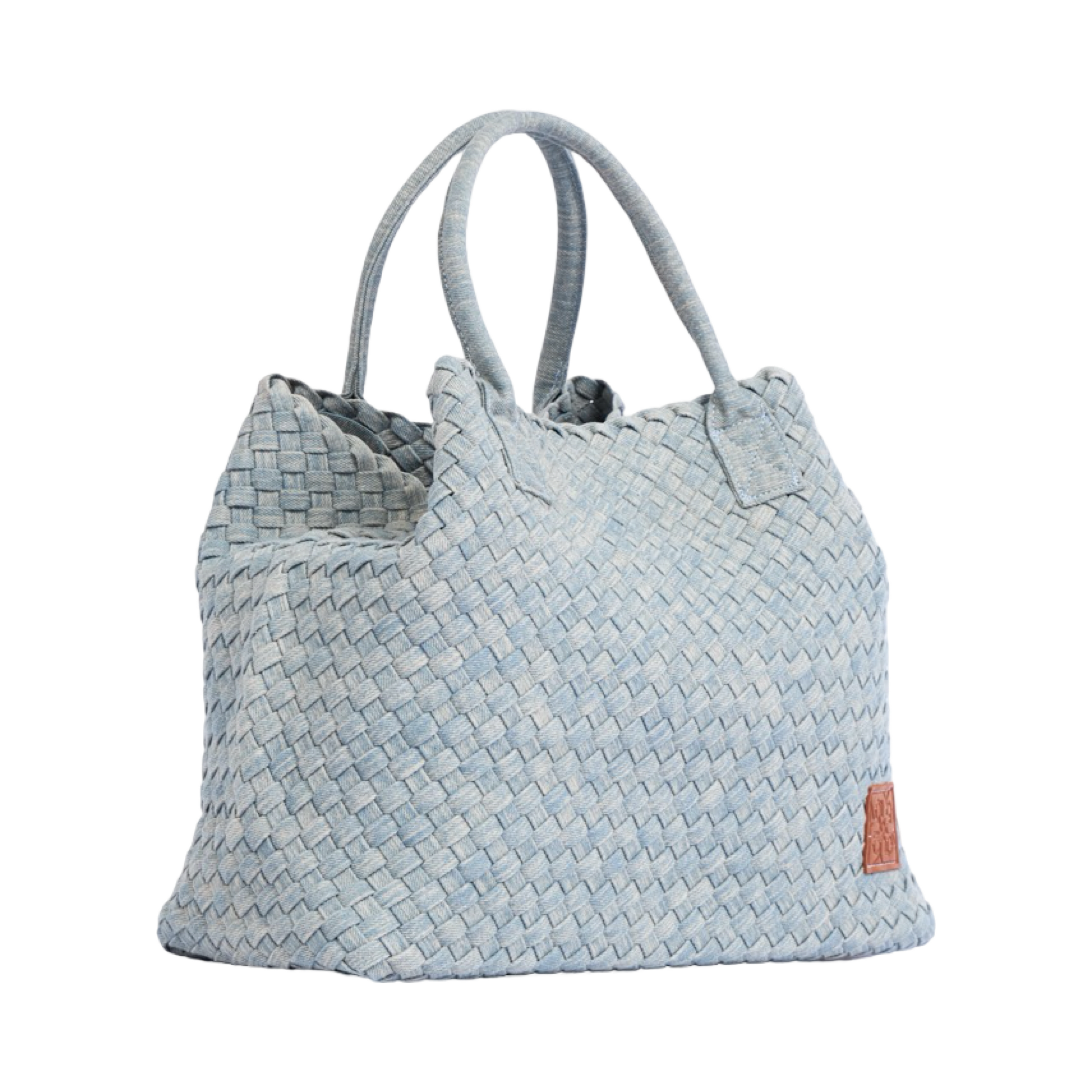Midnight Weave – Woven Denim Oversized Tote Bag – Light