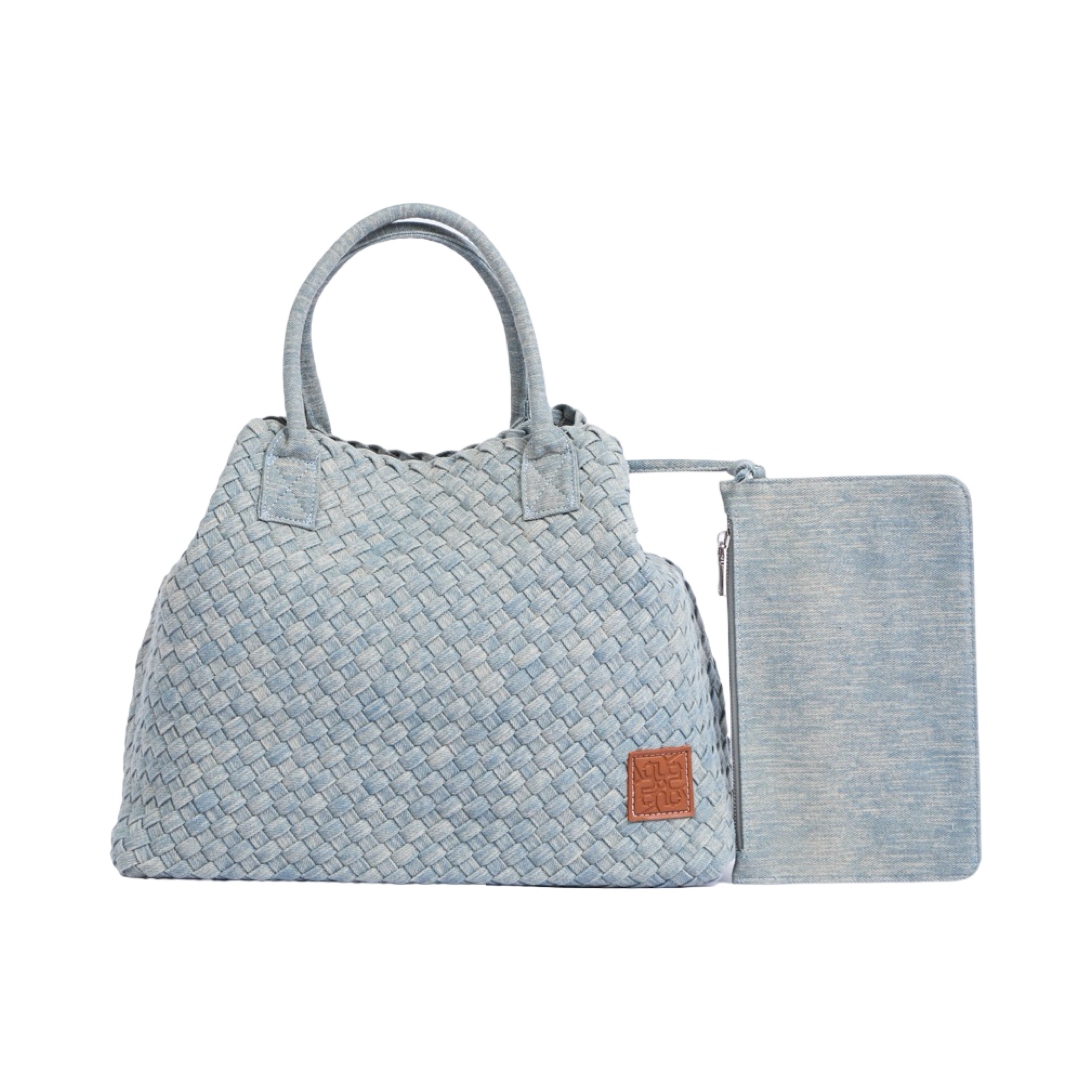 Midnight Weave – Woven Denim Oversized Tote Bag – Light