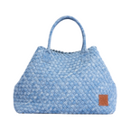 Signature Weave – Denim Oversized Tote Bag – Powder Blue