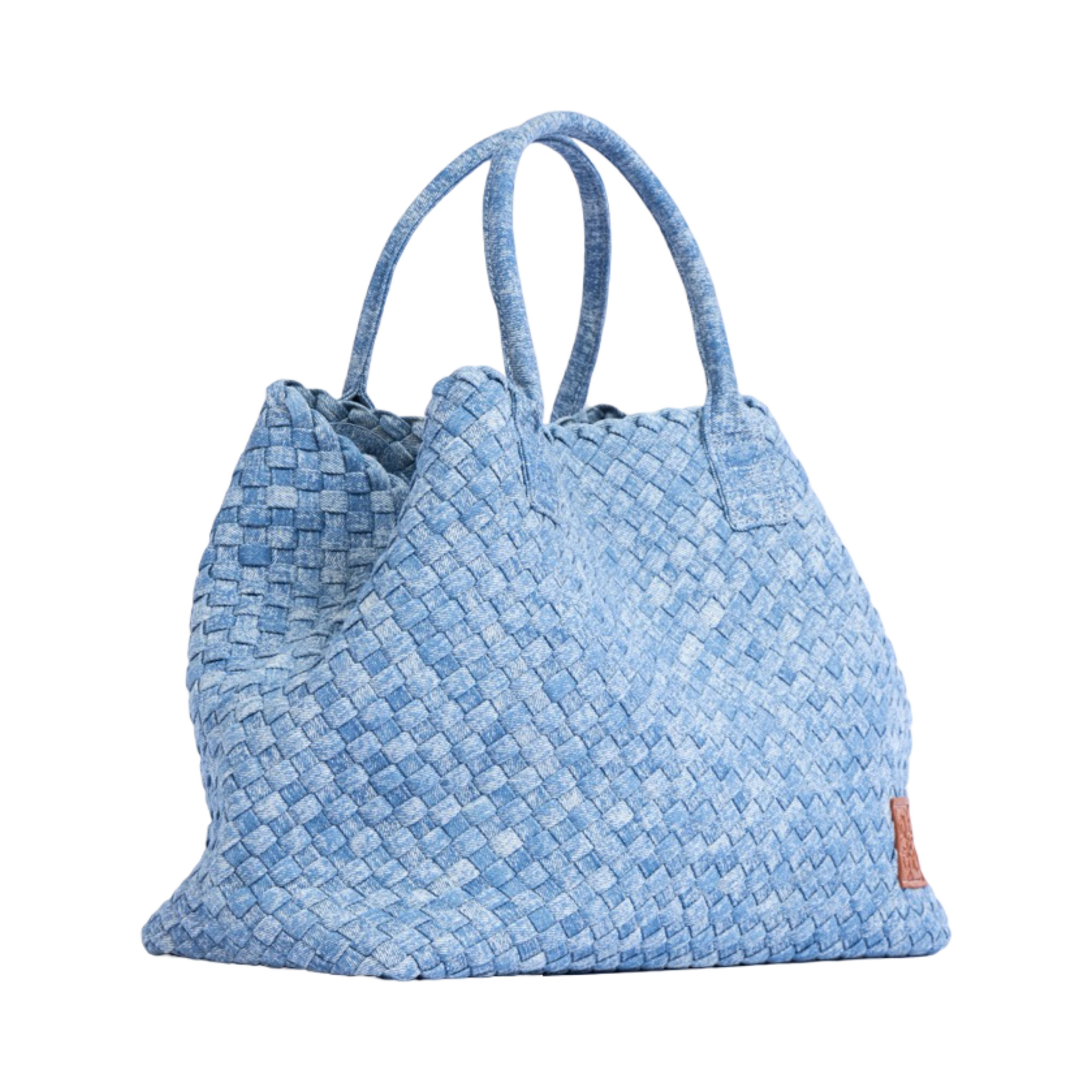 Midnight Weave – Woven Denim Oversized Tote Bag – Powder Blue