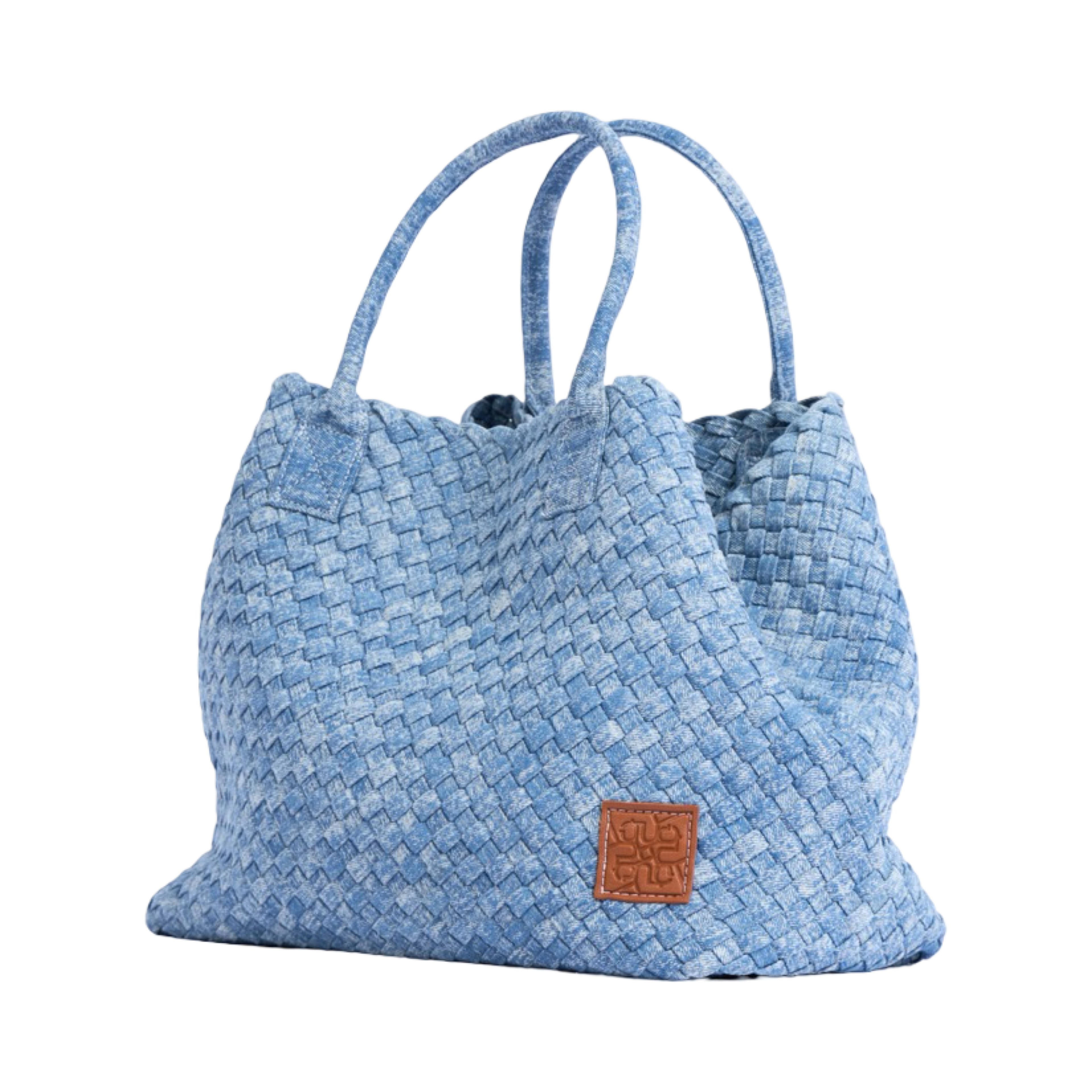 Midnight Weave – Woven Denim Oversized Tote Bag – Powder Blue