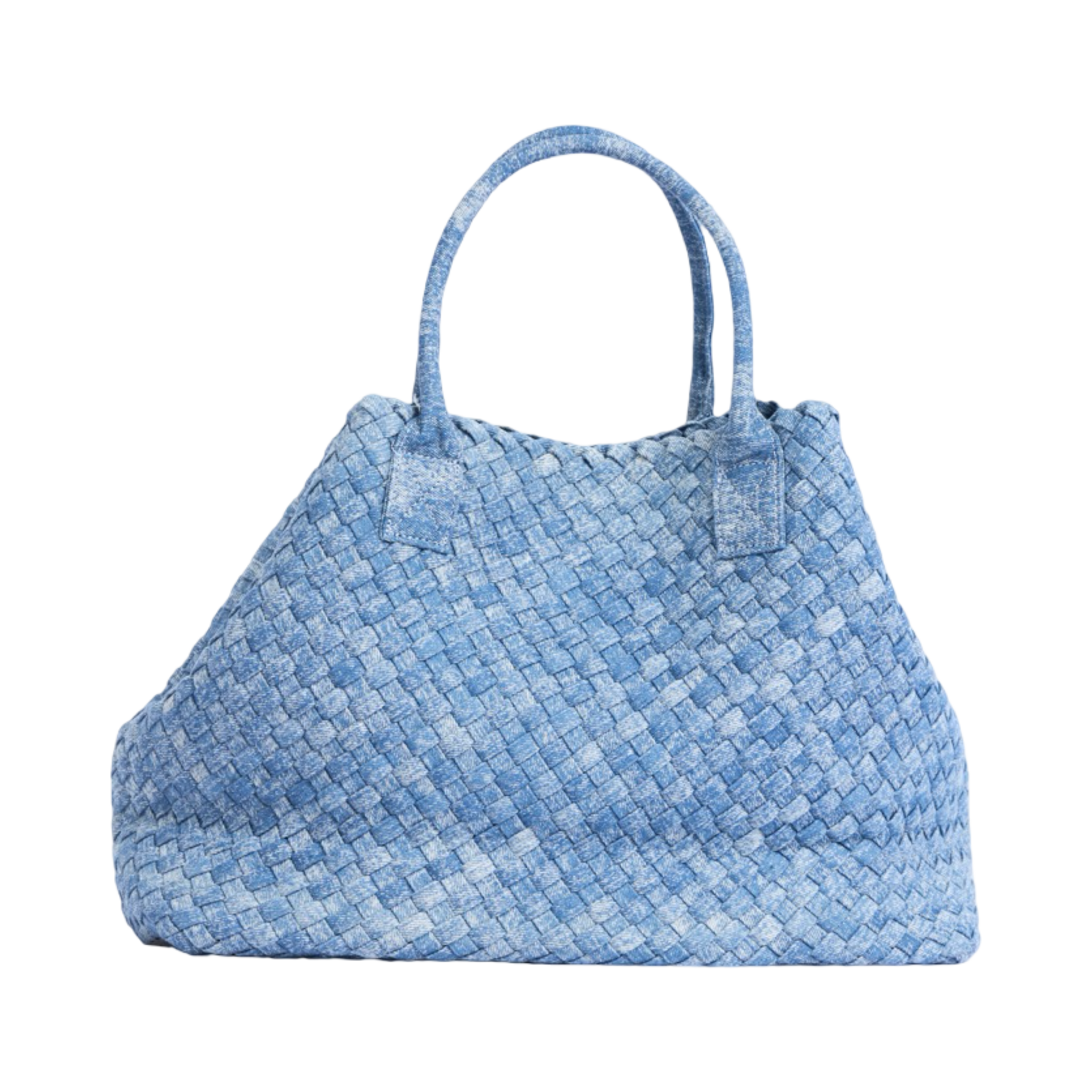 Midnight Weave – Woven Denim Oversized Tote Bag – Powder Blue
