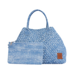 Signature Weave – Denim Oversized Tote Bag – Powder Blue