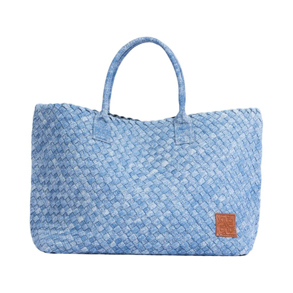 Midnight Weave – Woven Denim Oversized Tote Bag – Powder Blue