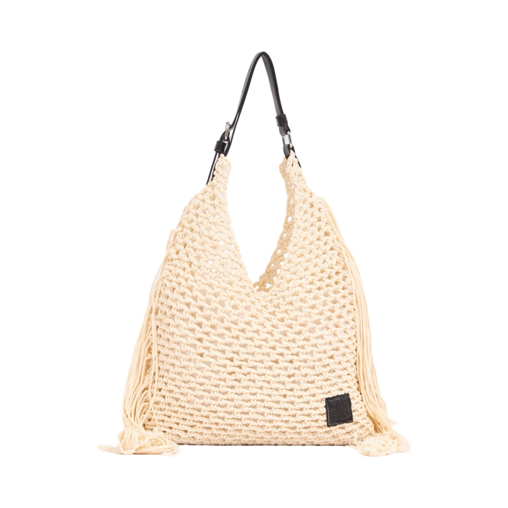 Everyday Earth – Fringe Crochet Hobo Bag – Beige