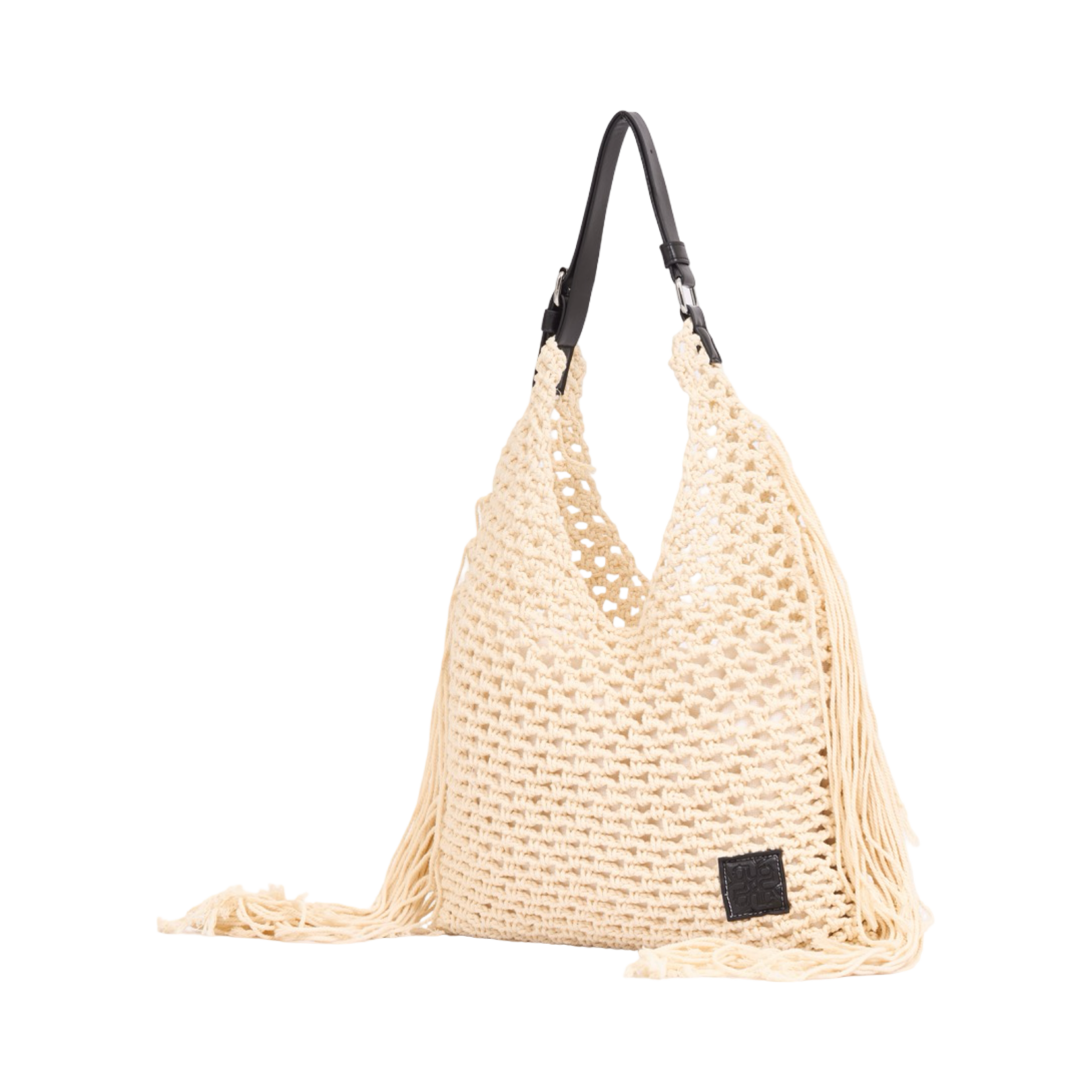 Everyday Earth – Fringe Crochet Hobo Bag – Beige
