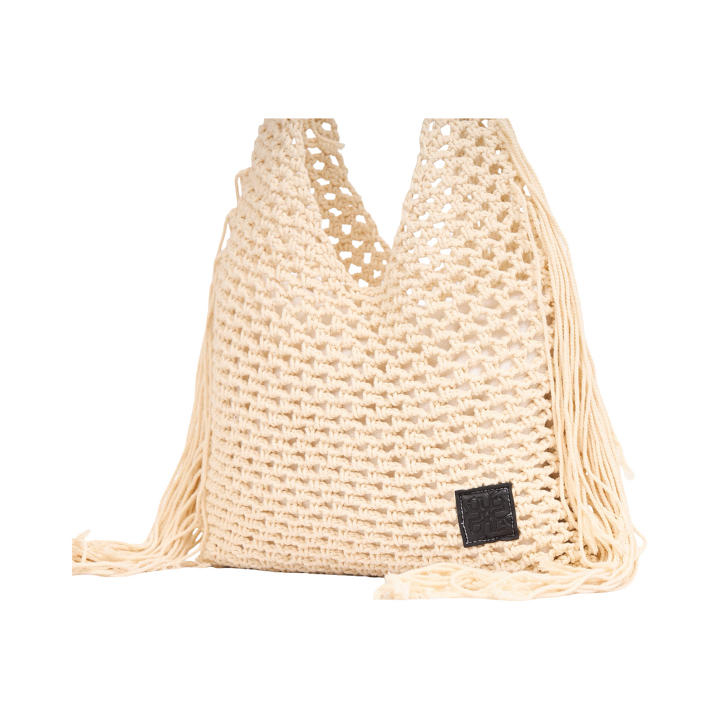 Everyday Earth – Fringe Crochet Hobo Bag – Beige