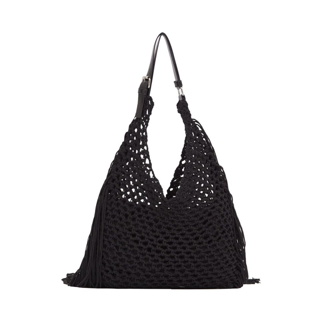 Everyday Earth – Fringe Crochet Hobo Bag – Black