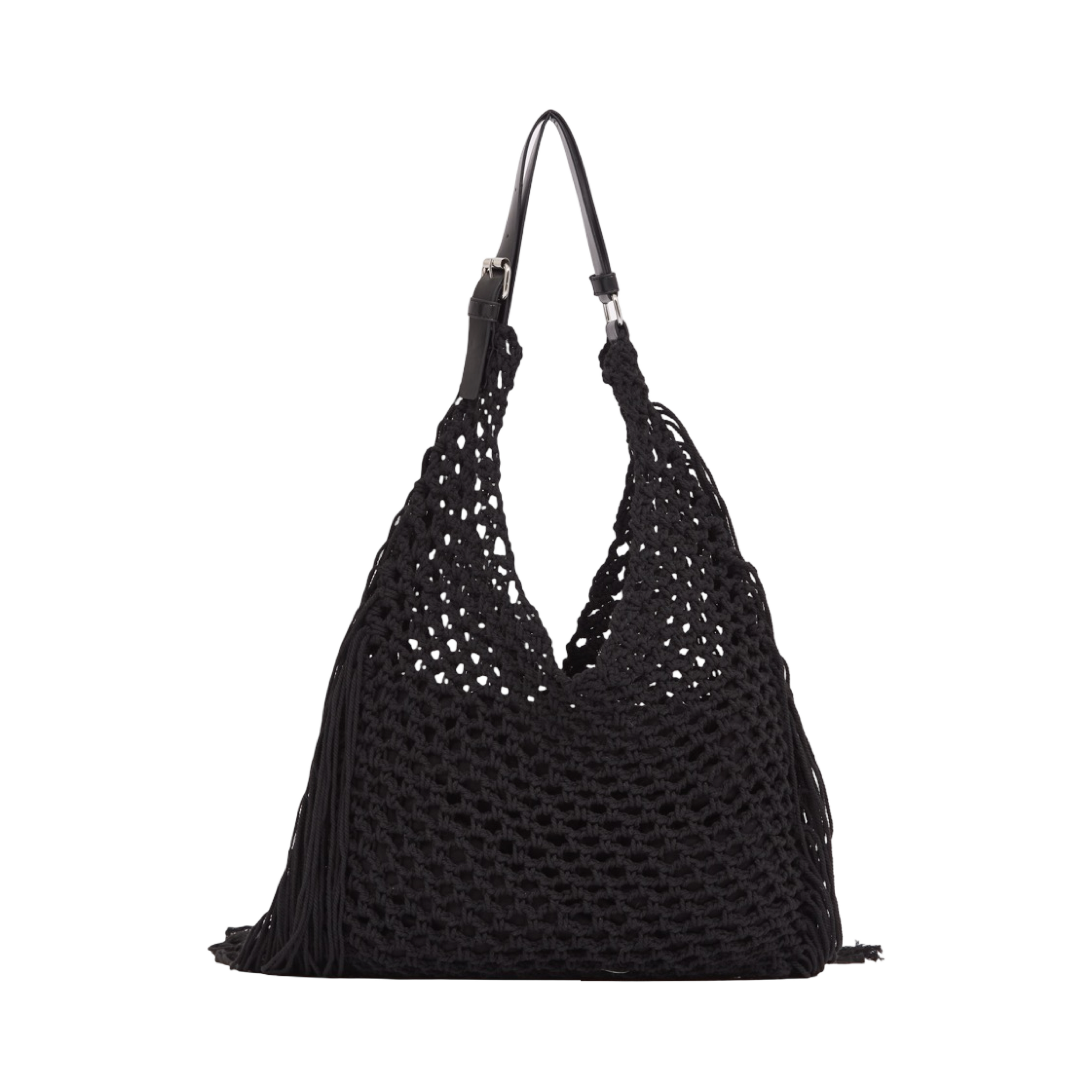 Everyday Earth – Fringe Crochet Hobo Bag – Black