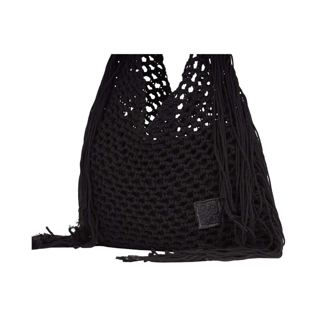 Everyday Earth – Fringe Crochet Hobo Bag – Black