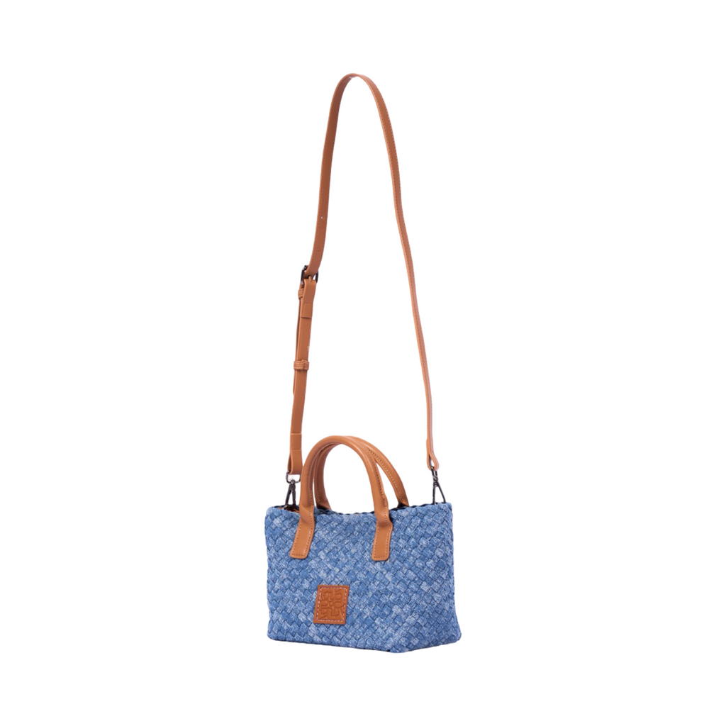 Midnight Weave – Woven Denim Mini Tote – Washed