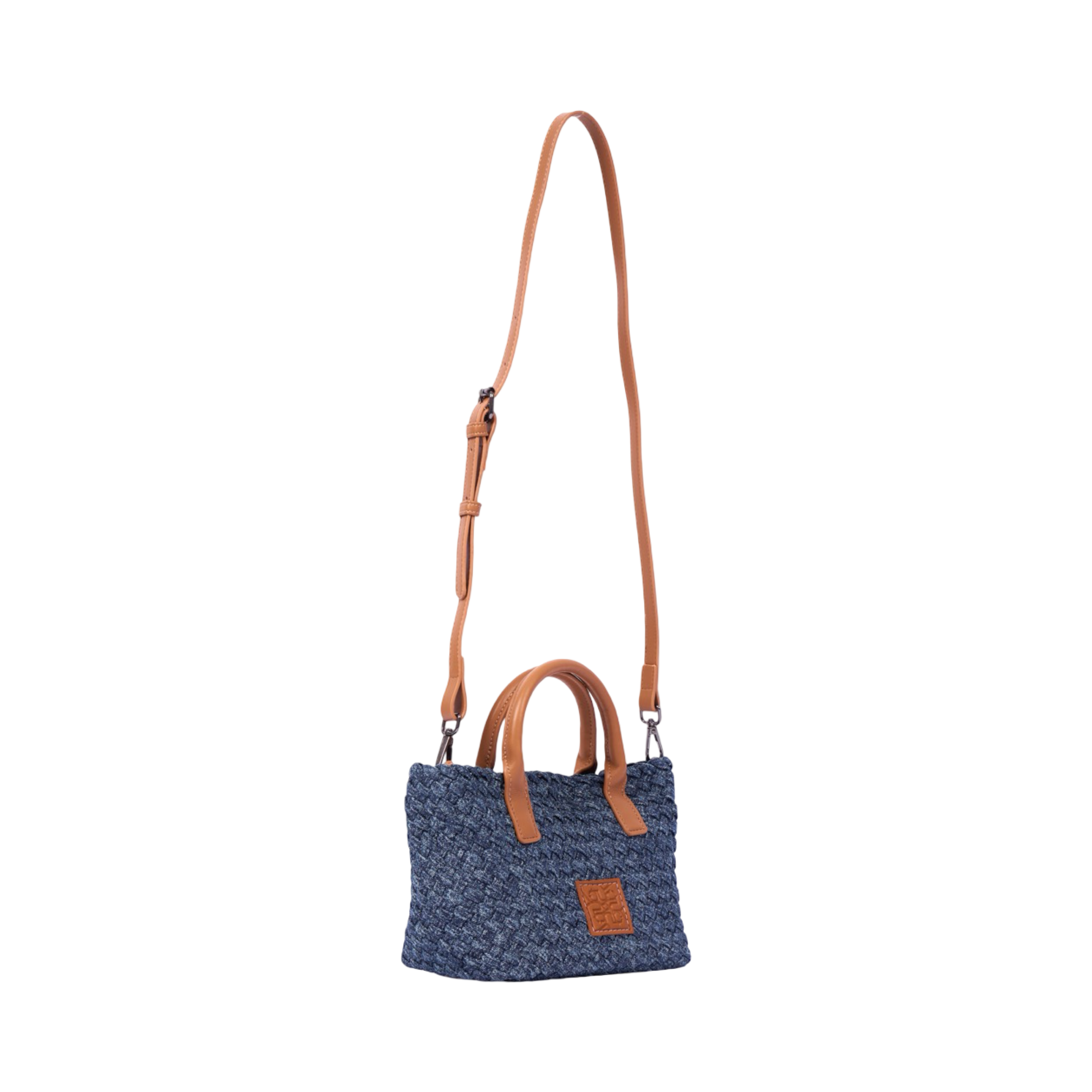 Midnight Weave – Woven Denim Mini Tote – Deep Fade
