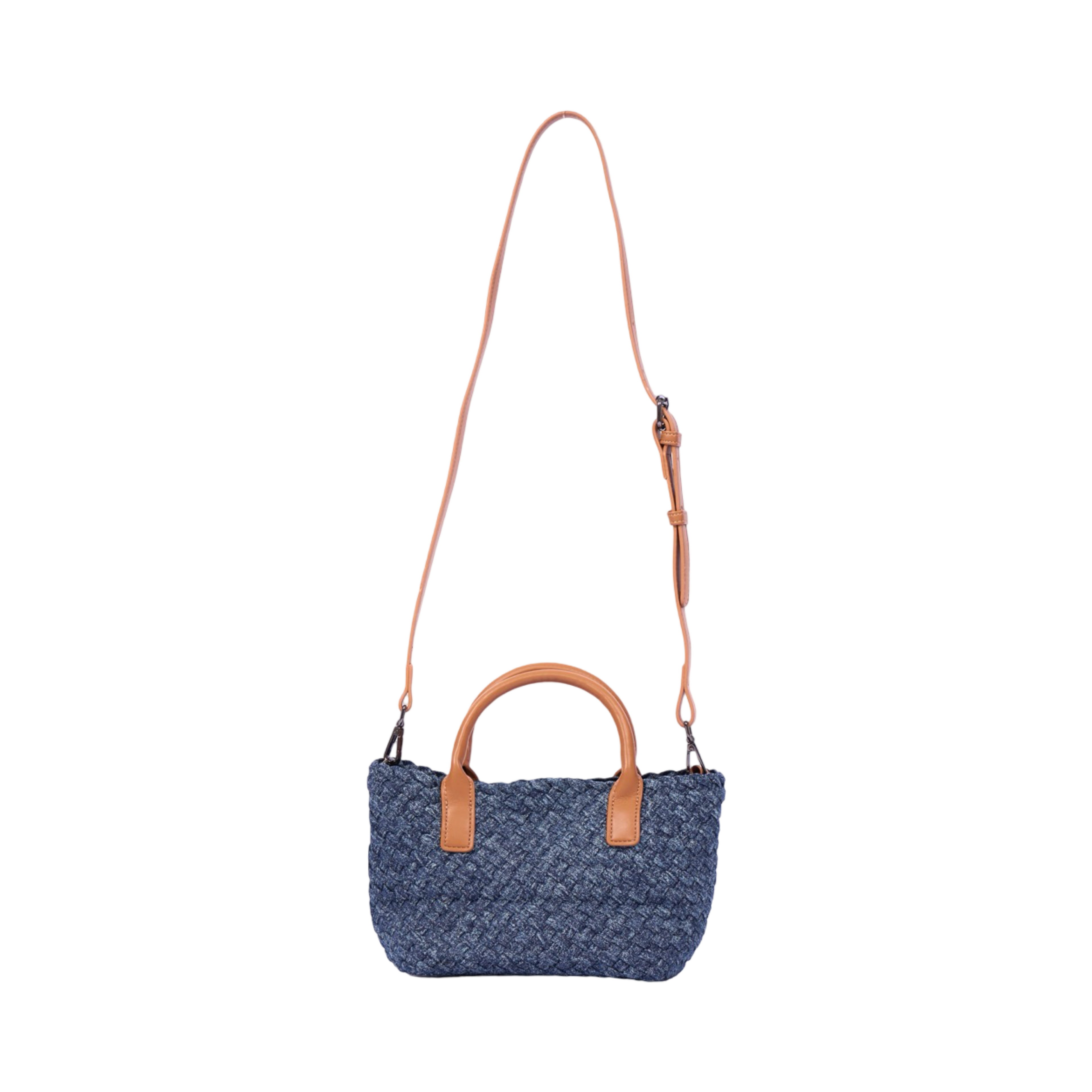Midnight Weave – Woven Denim Mini Tote – Deep Fade
