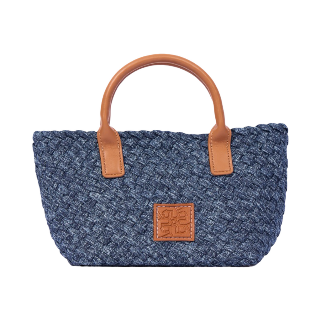 Midnight Weave – Woven Denim Mini Tote – Deep Fade