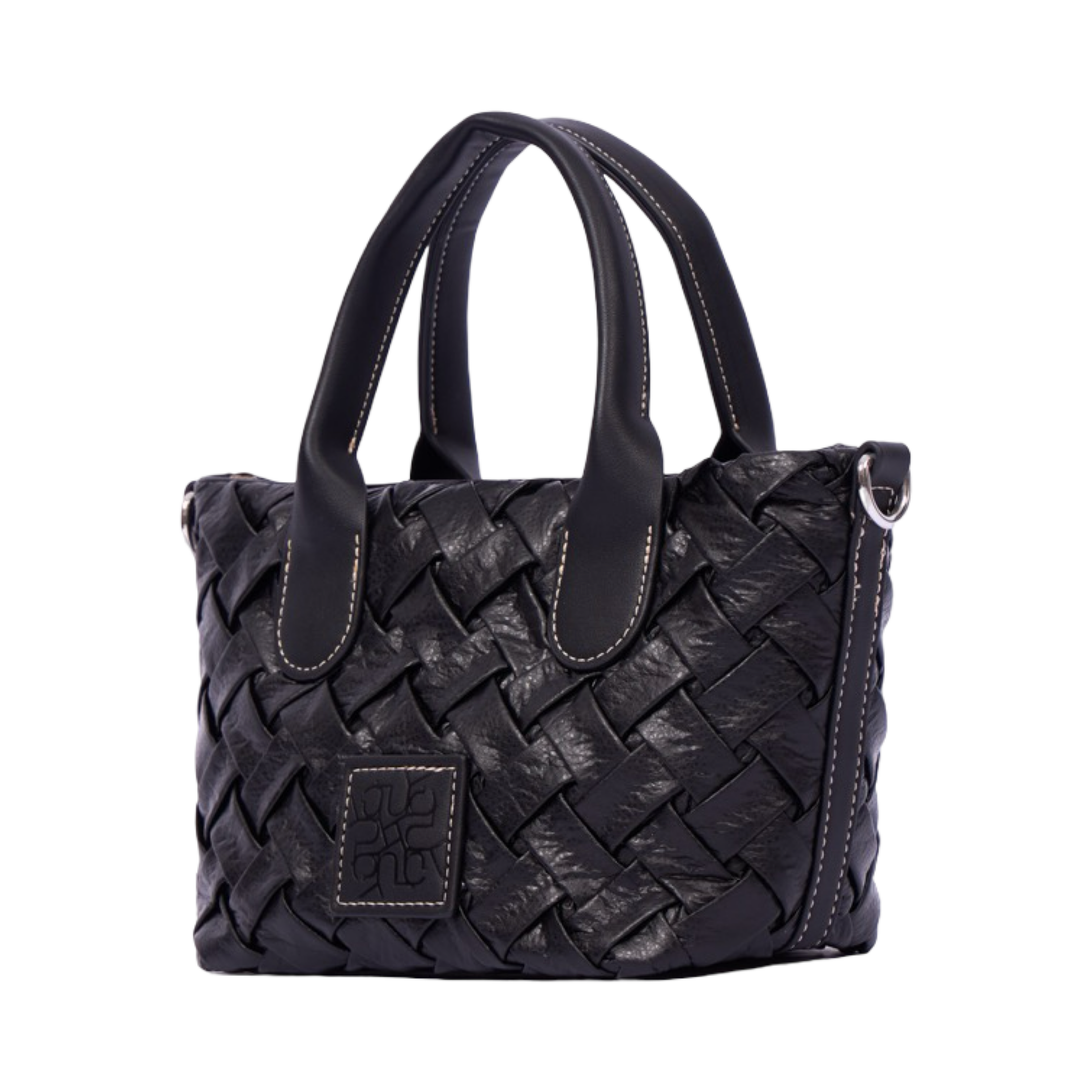 Urban Weave Collection – Mini Top Handle Bag – Black