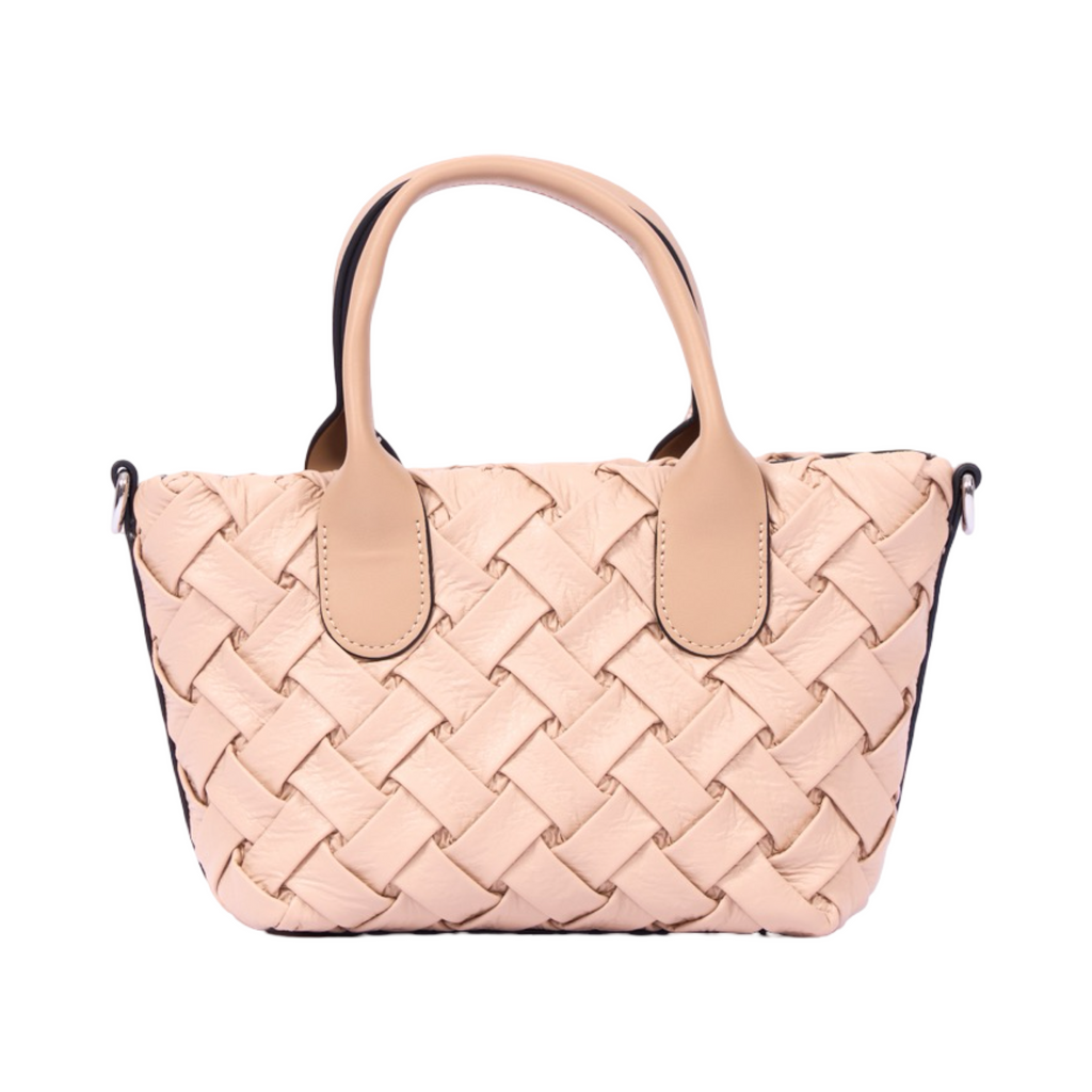 Urban Weave Collection – Mini Top Handle Bag – Beige
