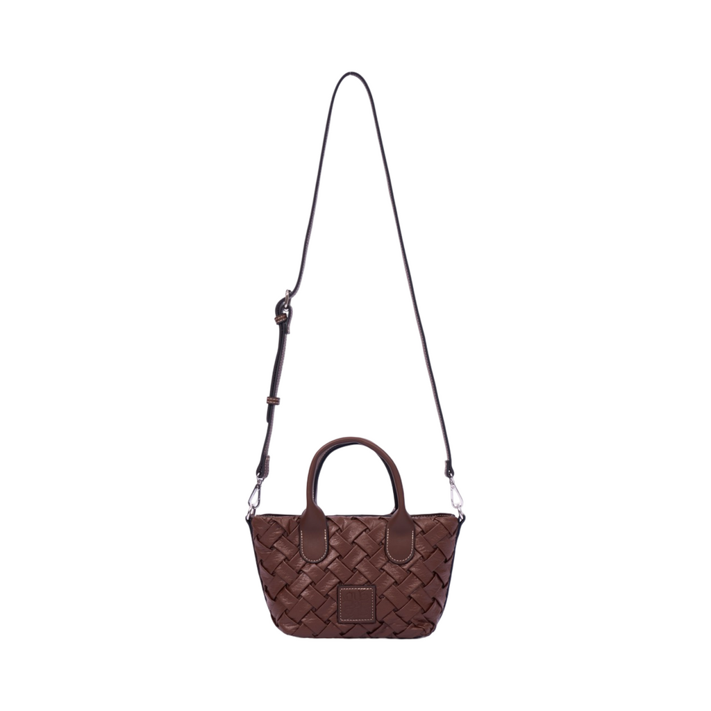 Urban Weave Collection – Mini Top Handle Bag – Chocolate