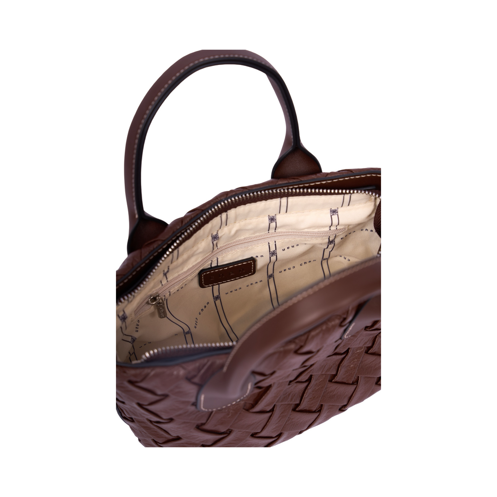 Urban Weave Collection – Mini Top Handle Bag – Chocolate