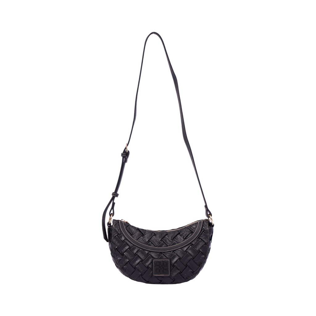 Urban Weave Collection – Half Moon Crossbody Bag – Black