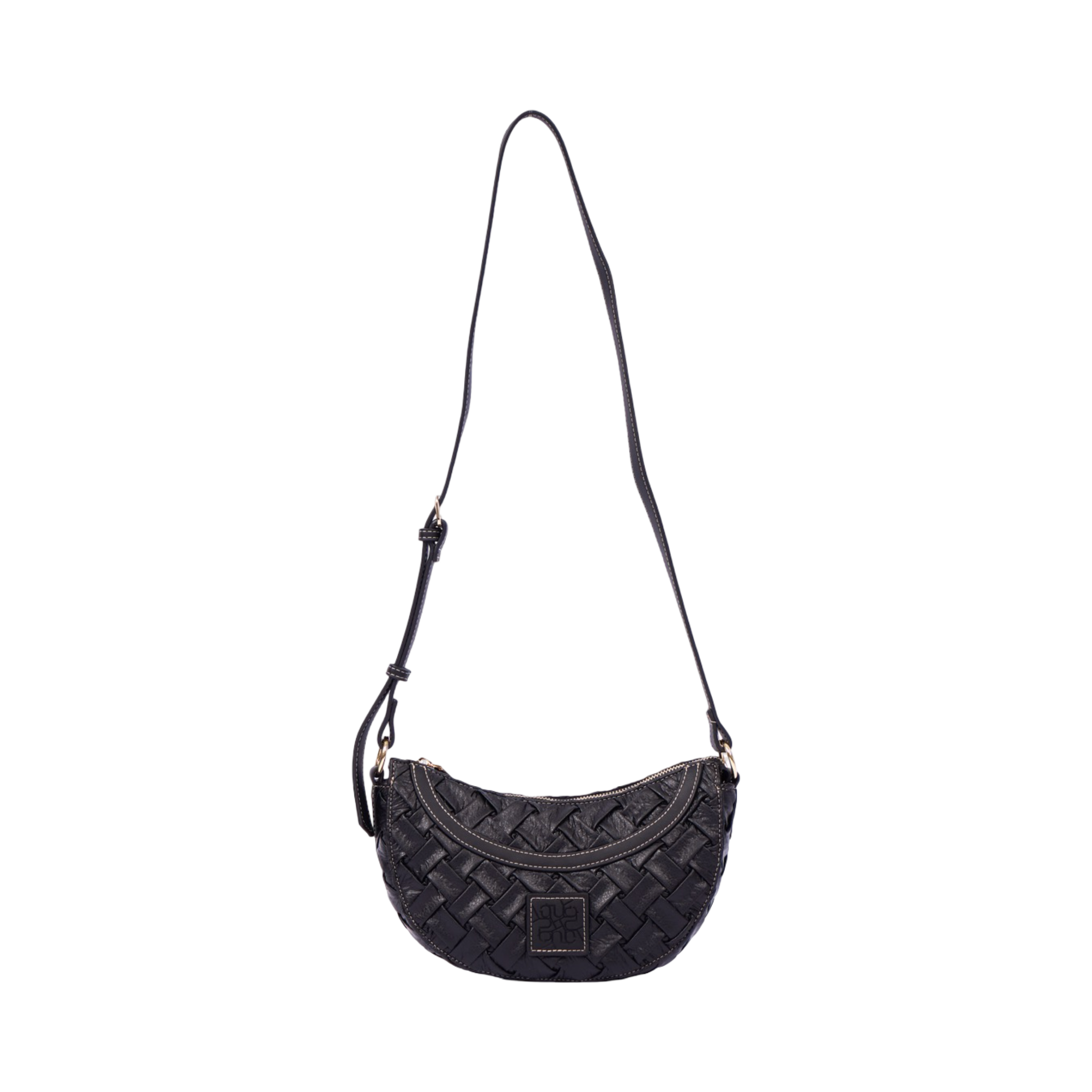 Urban Weave Collection – Half Moon Crossbody Bag – Black
