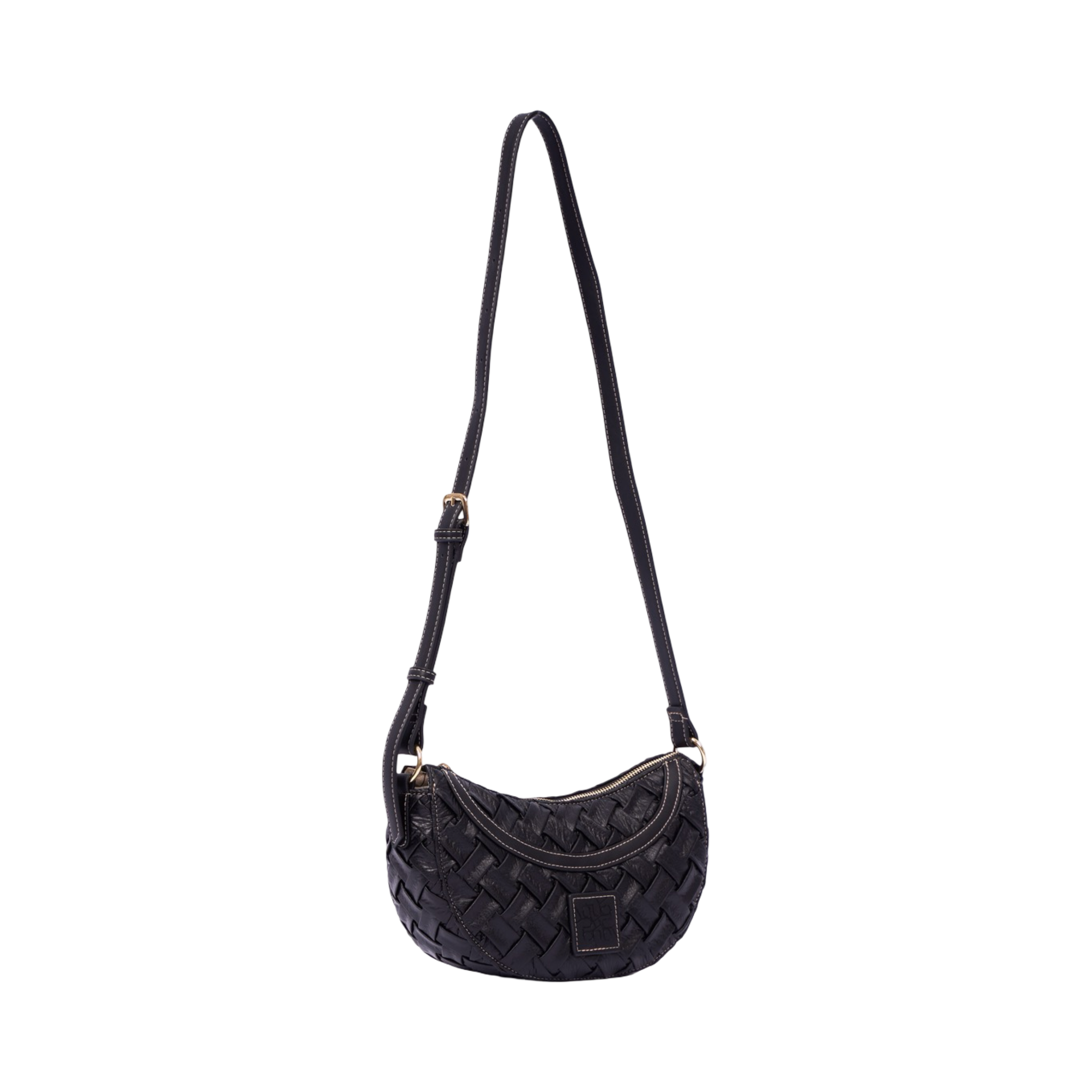 Urban Weave Collection – Half Moon Crossbody Bag – Black